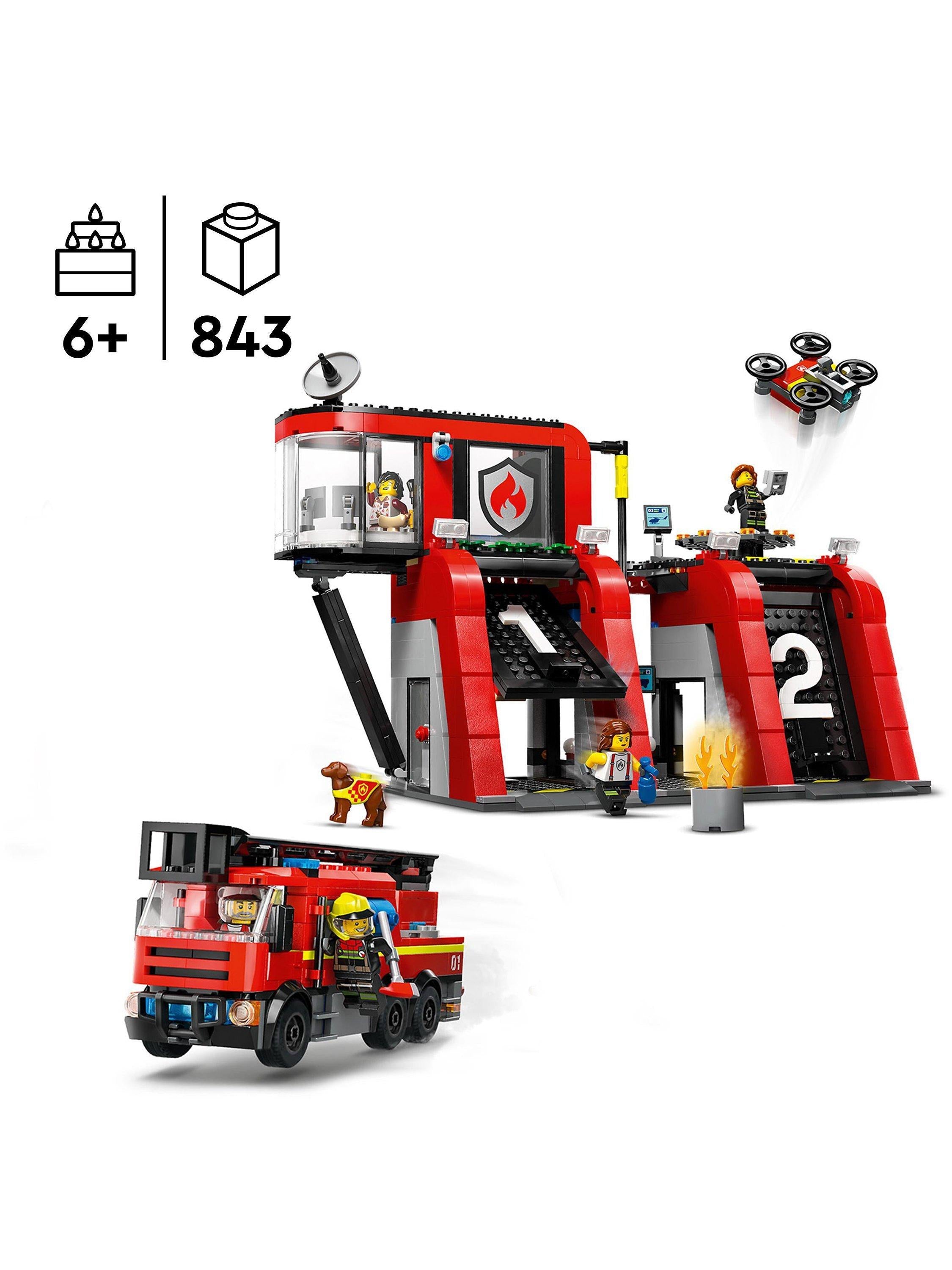 City Fire Station with Fire Engine Toy Playset 60414
