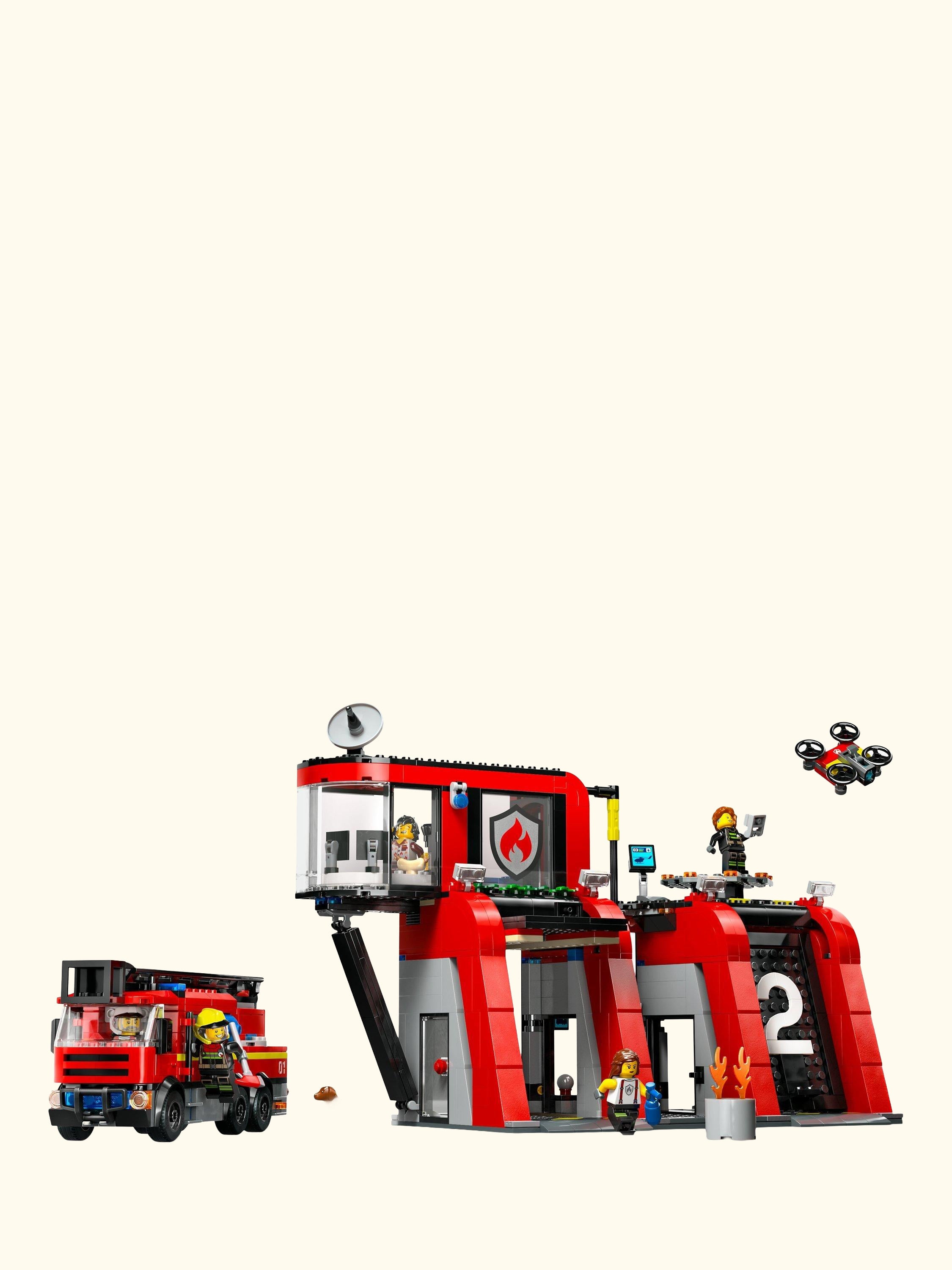 City Fire Station with Fire Engine Toy Playset 60414