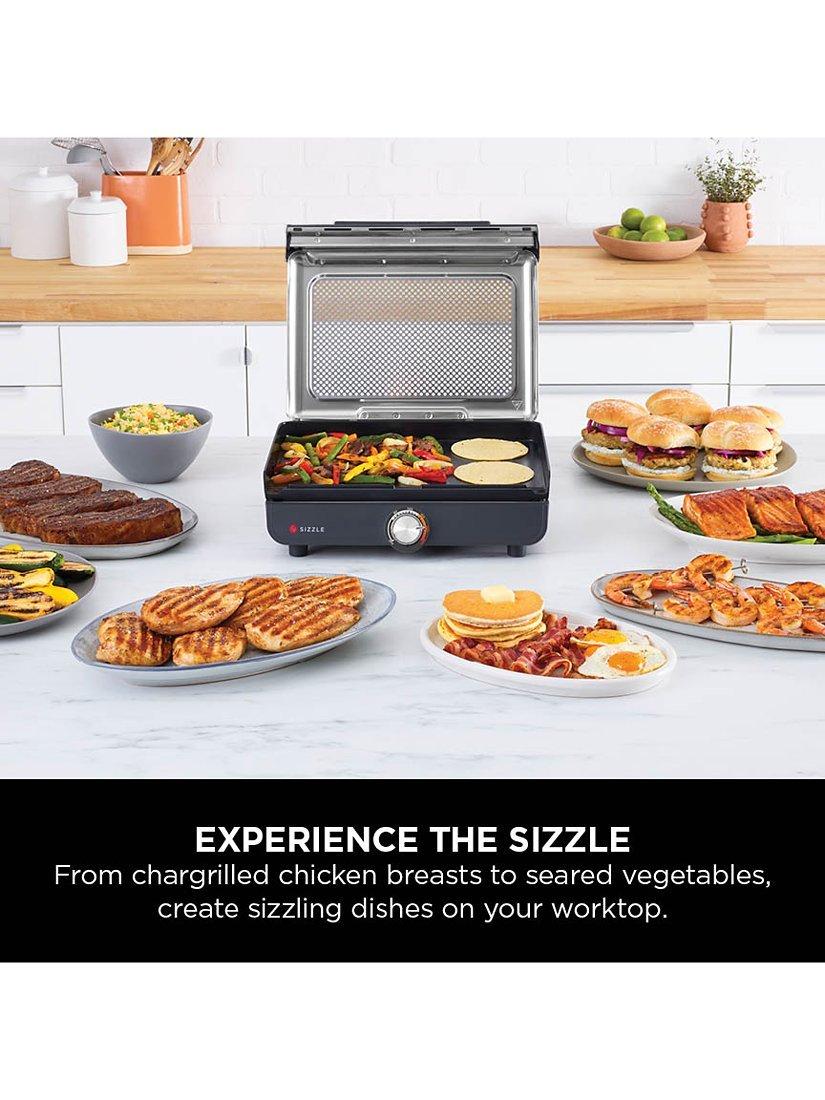 Sizzle Low Smoke Indoor Grill & Flat Plate, Black