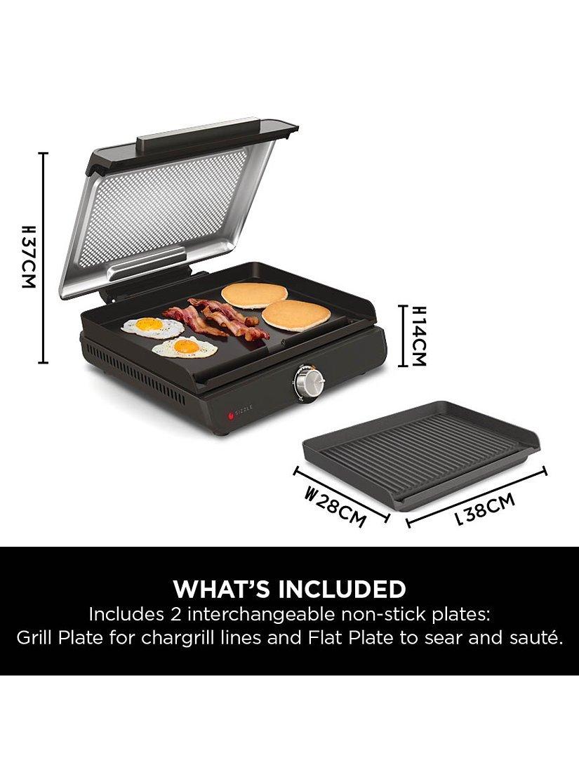 Sizzle Low Smoke Indoor Grill & Flat Plate, Black