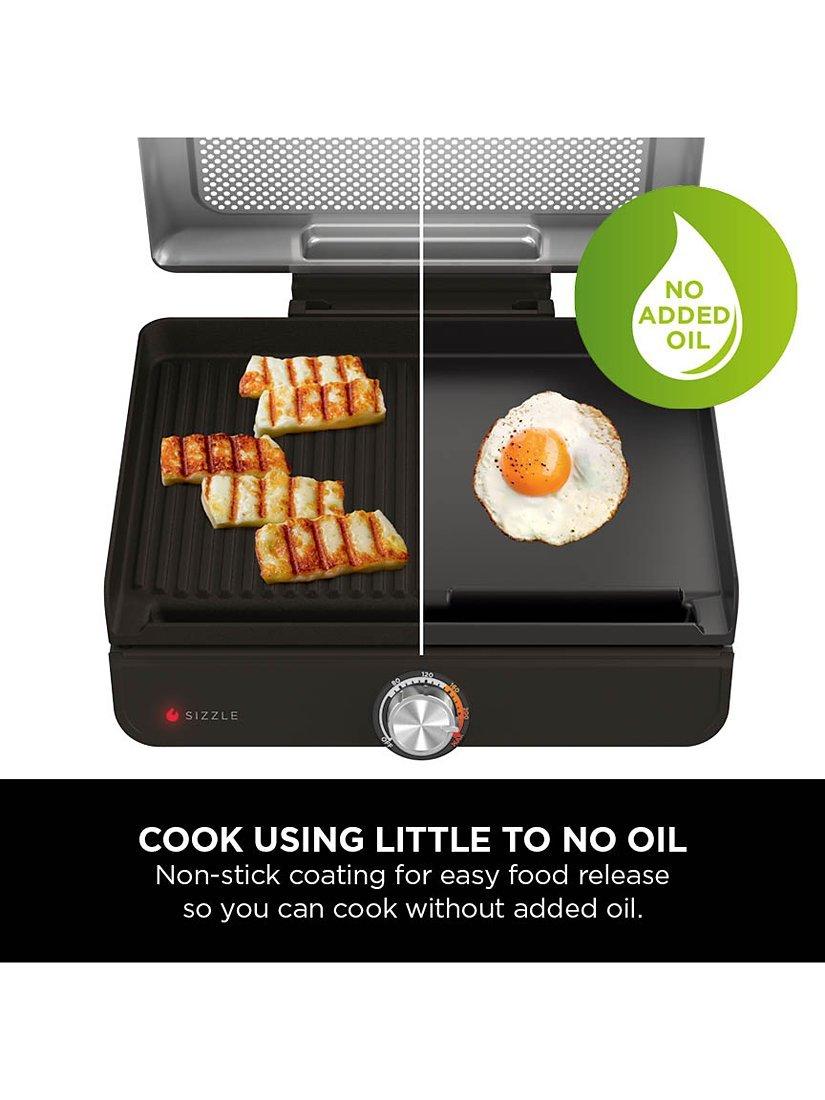 Sizzle Low Smoke Indoor Grill & Flat Plate, Black