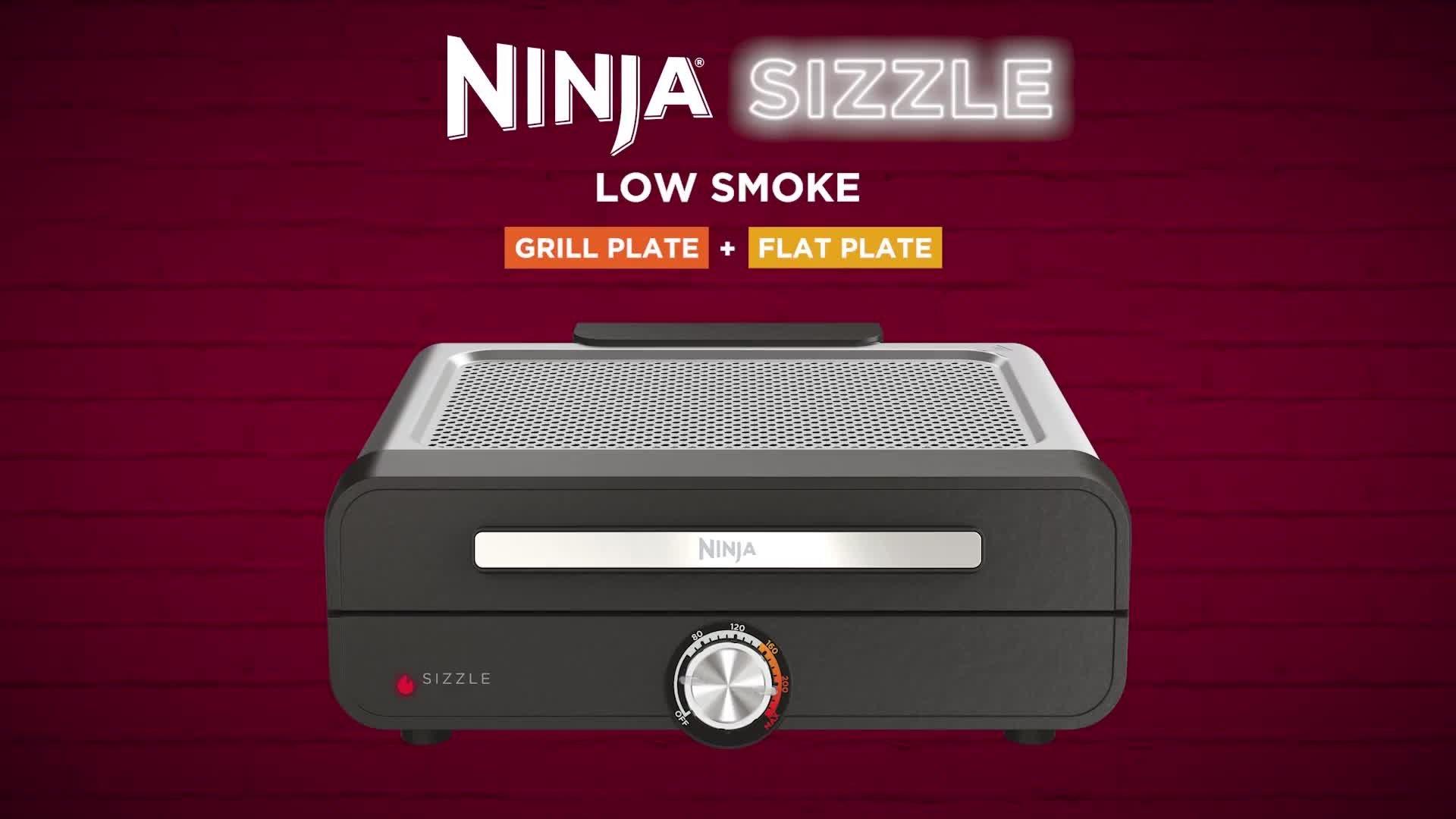 Sizzle Low Smoke Indoor Grill & Flat Plate, Black