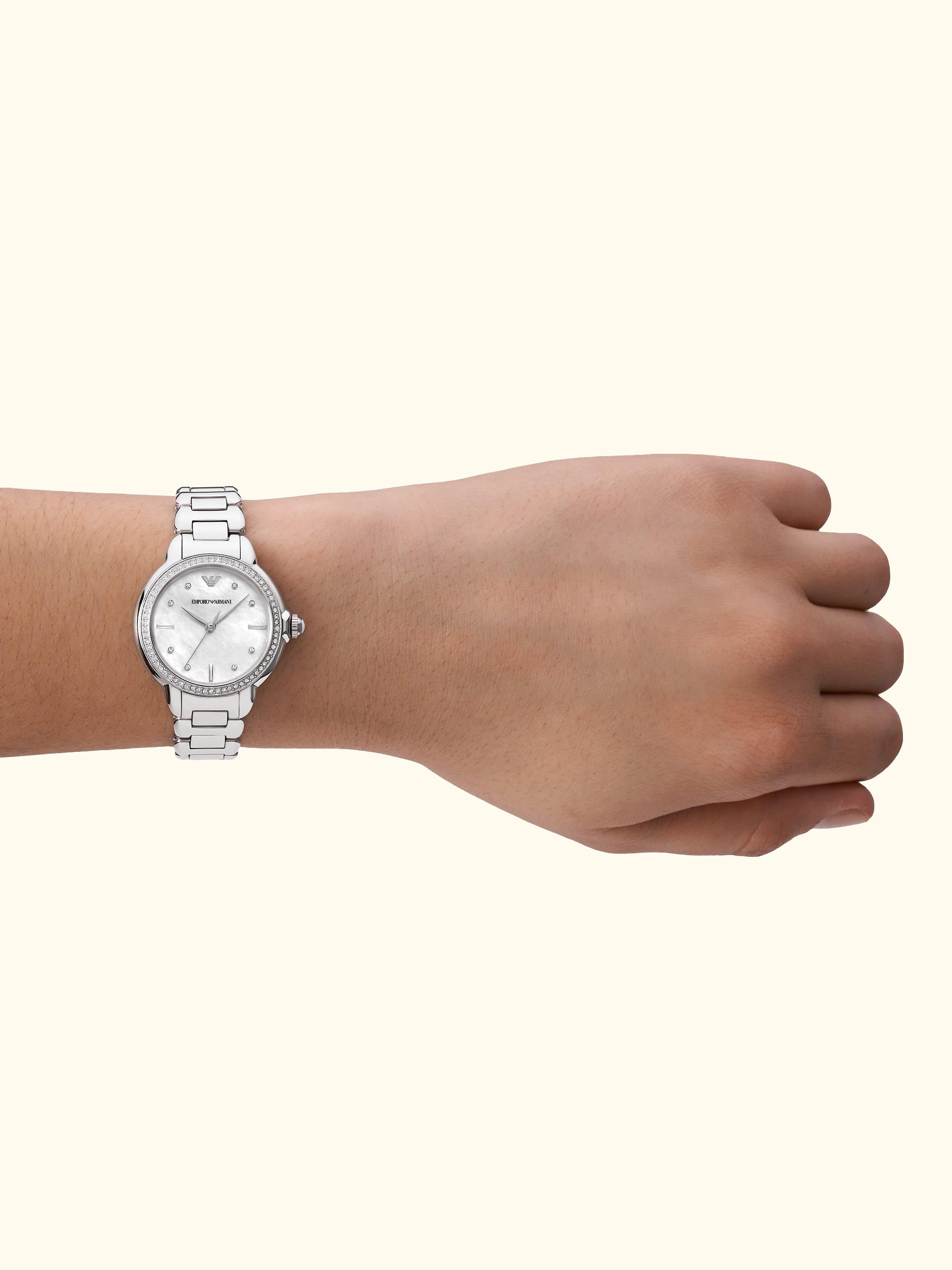 Women's Crystal Bracelet Strap Watch, Silver AR11596