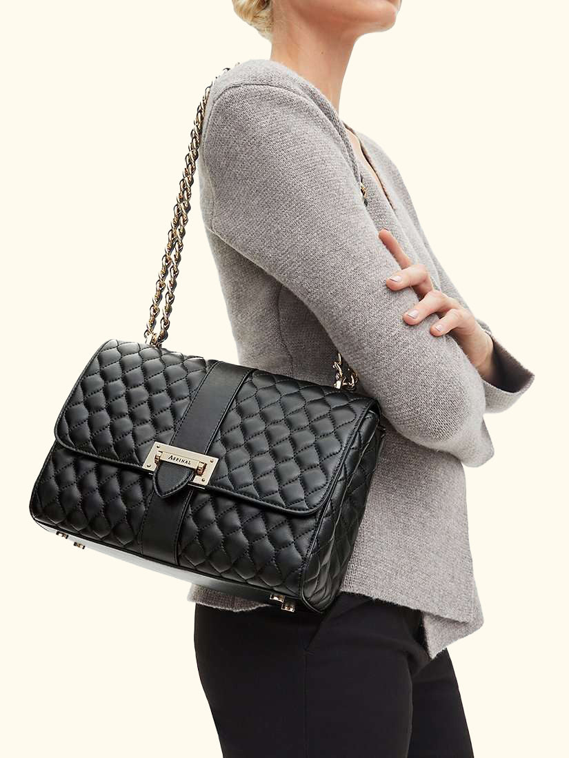 Lottie Large Smooth Quilted Leather Shoulder Bag