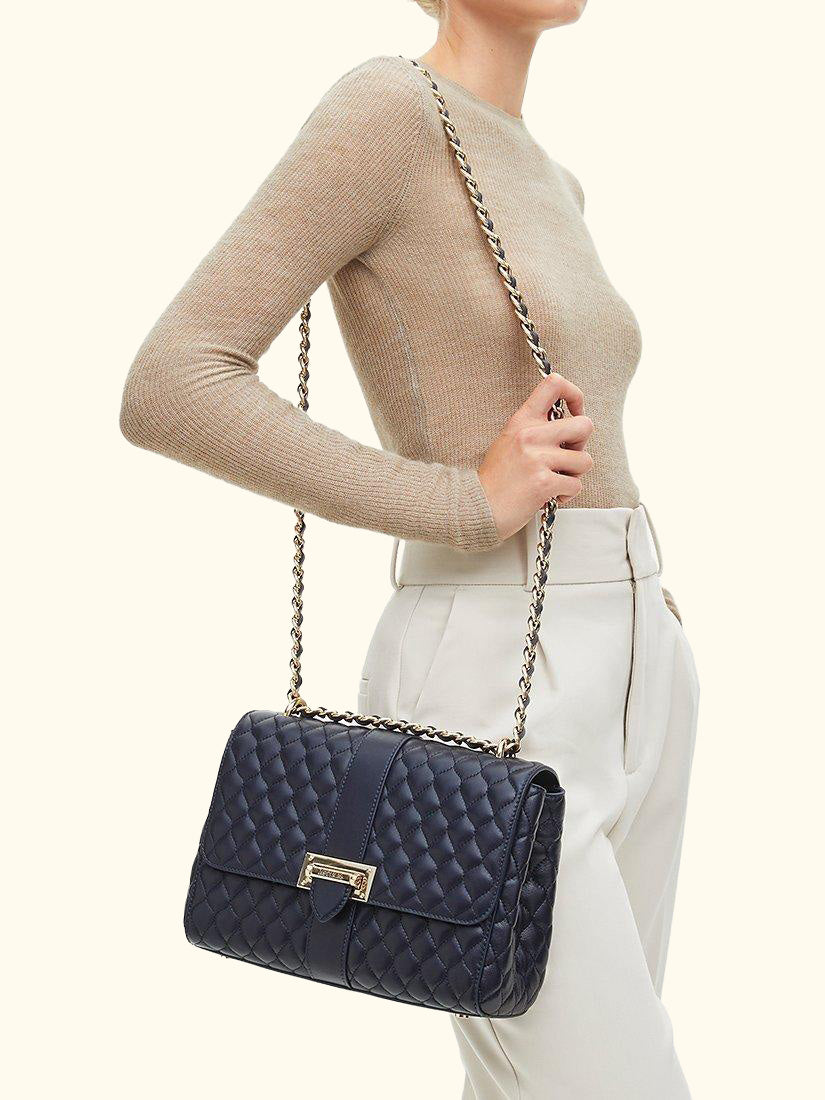 Lottie Large Smooth Quilted Leather Shoulder Bag