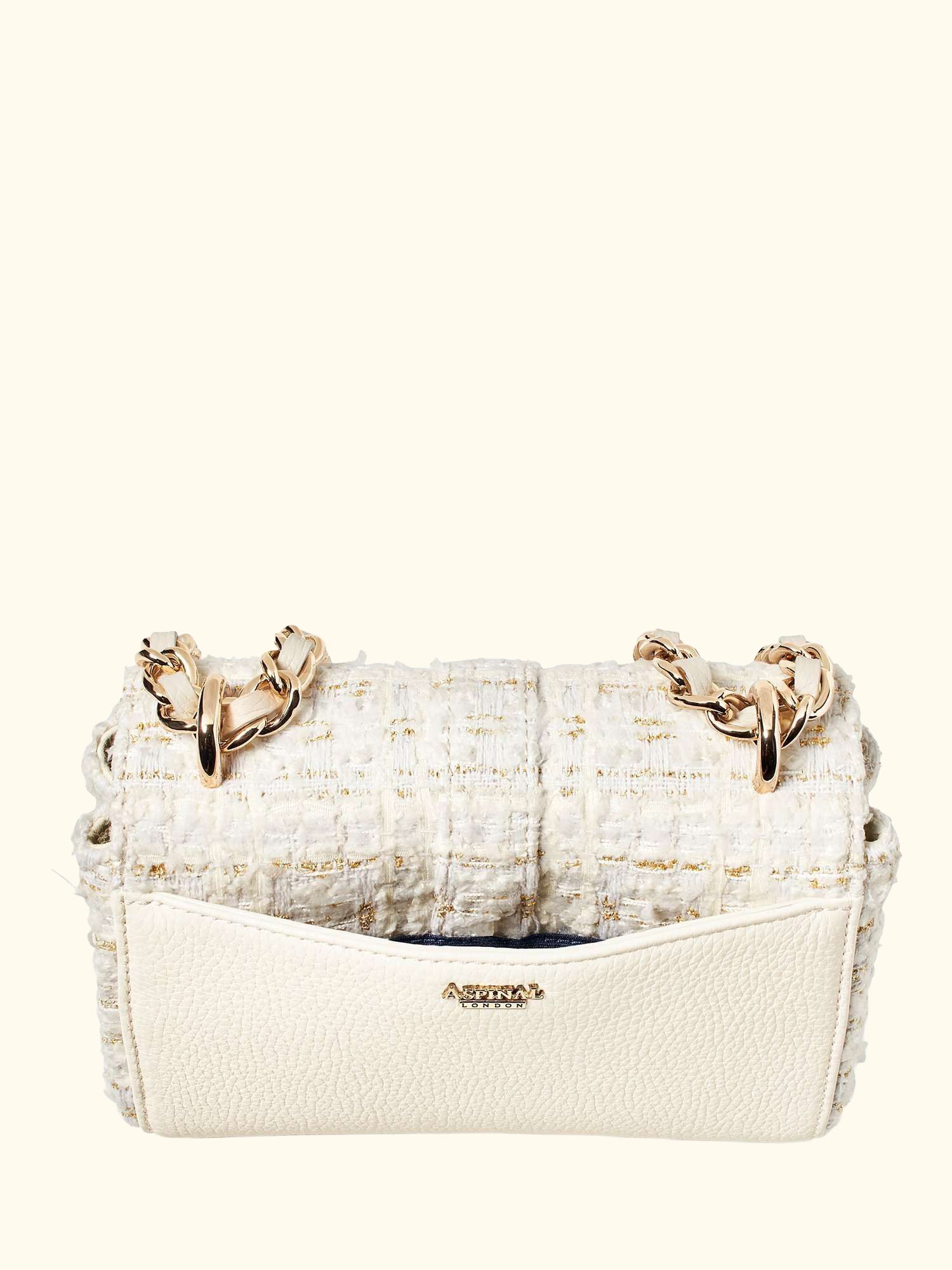 Lottie Tweed Shoulder Bag, Ivory/Gold