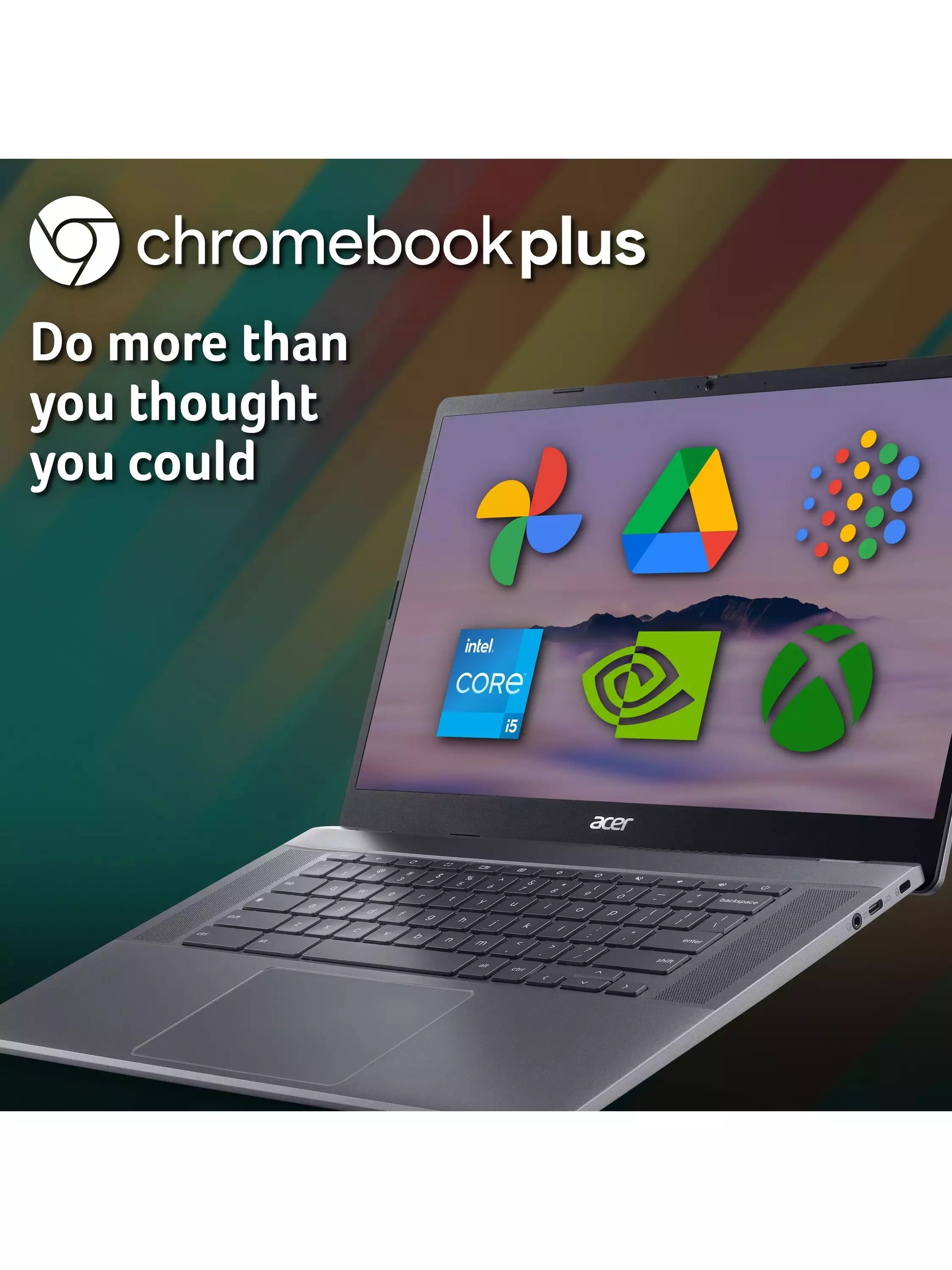 Acer Chromebook Plus 515 Laptop, Intel Core i5 Processor, 8GB RAM, 256GB SSD, 15.6” Full HD, Iron