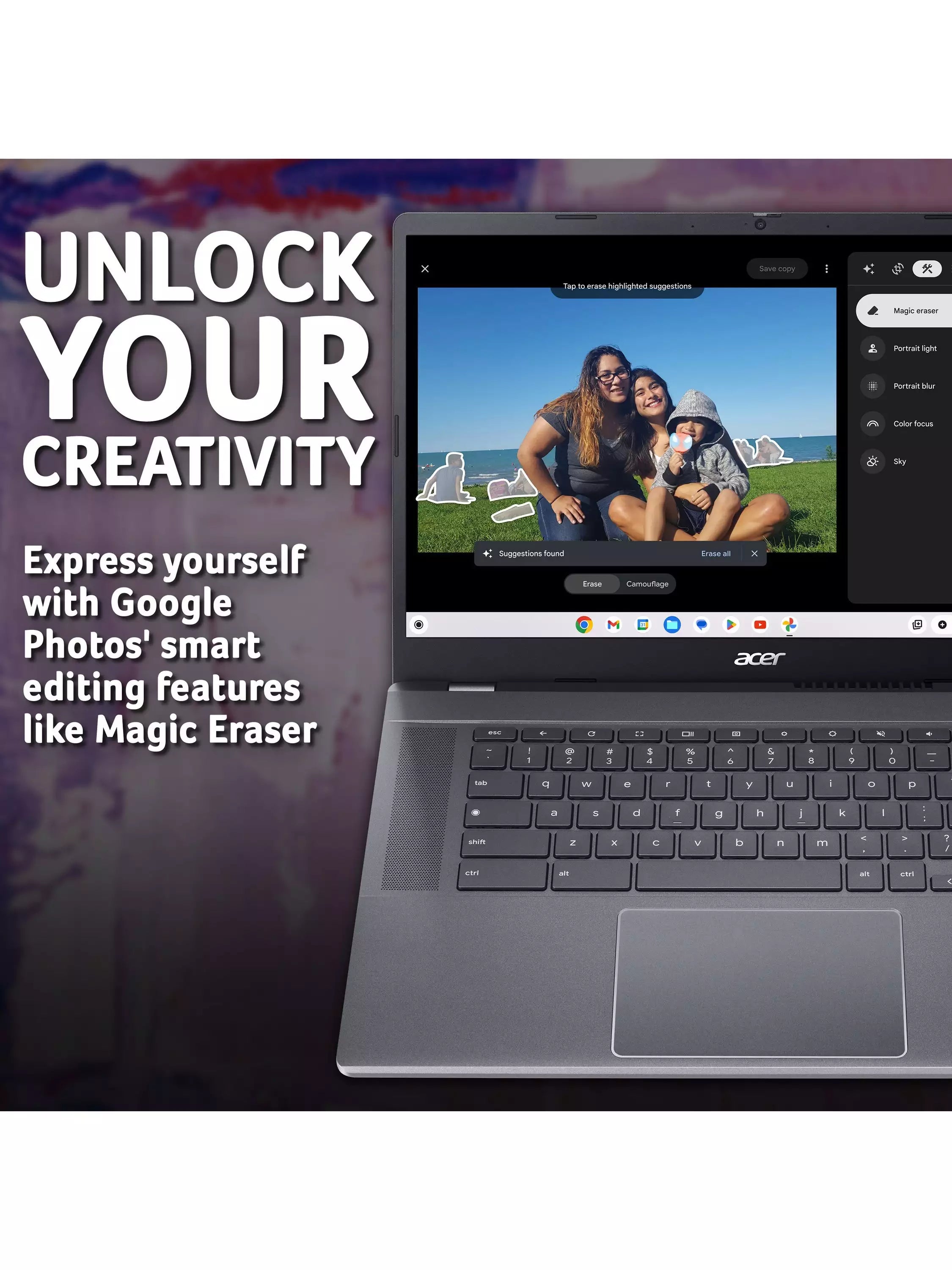 Acer Chromebook Plus 515 Laptop, Intel Core i5 Processor, 8GB RAM, 256GB SSD, 15.6” Full HD, Iron