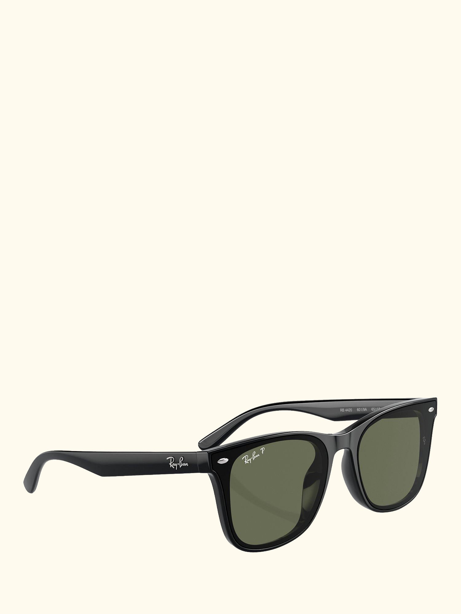 RB4420 Men's Polarised Rectangular Sunglasses, Black