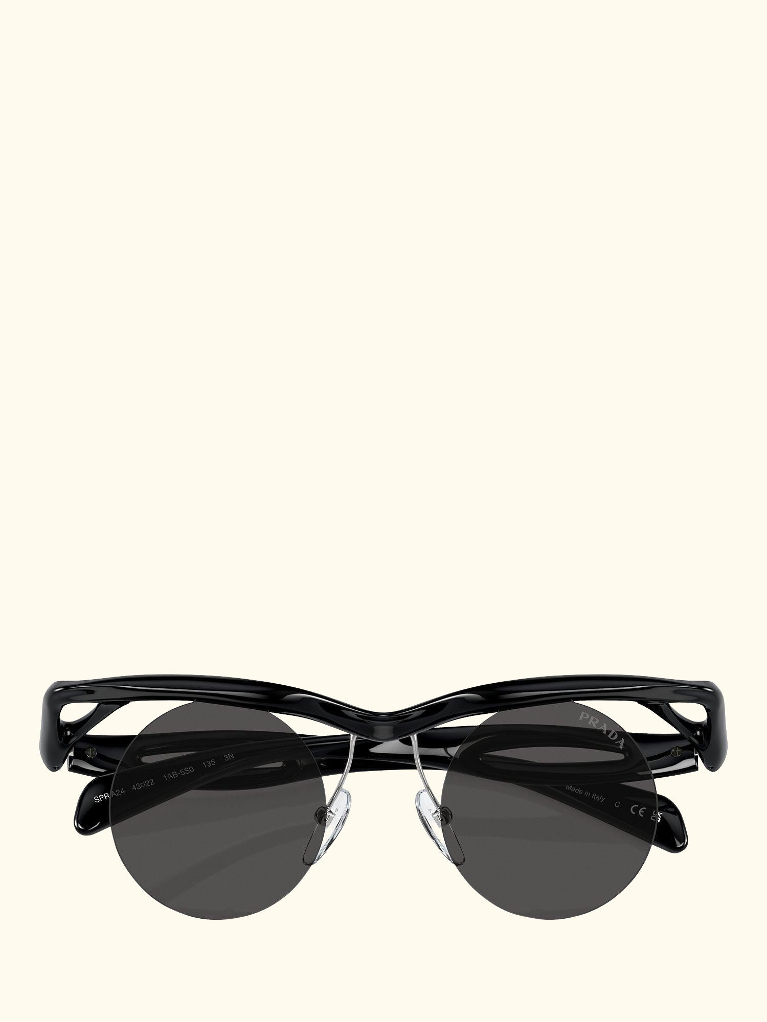 PR A24S Women's Round Sunglasses, Black