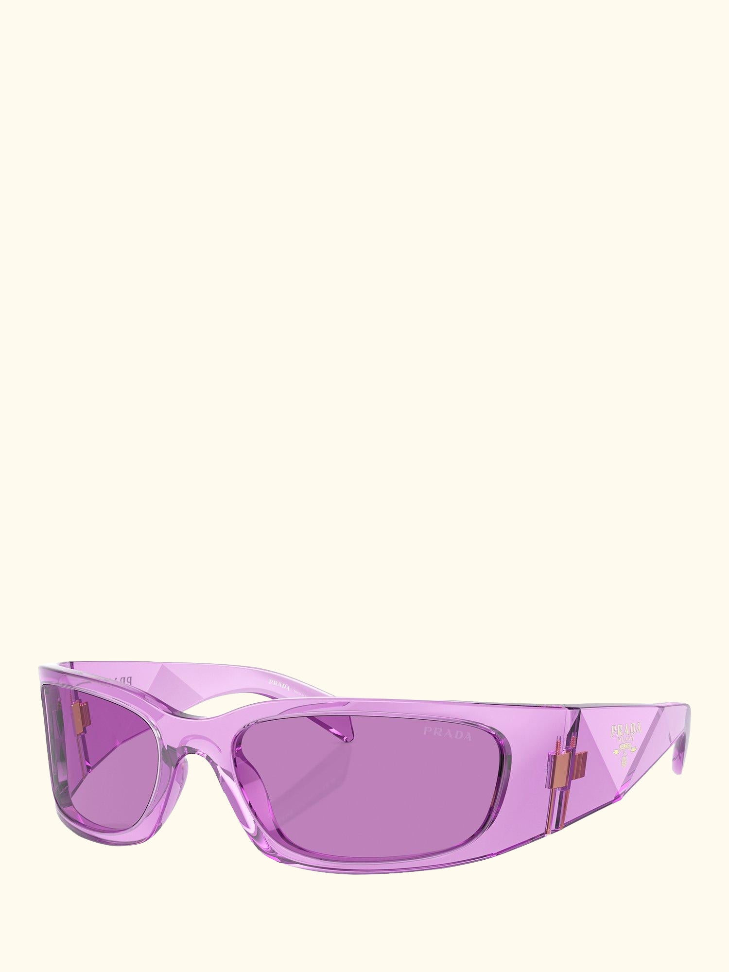 PR A14S Women's Wrap Sunglasses, Transparent Amethyst/Purple