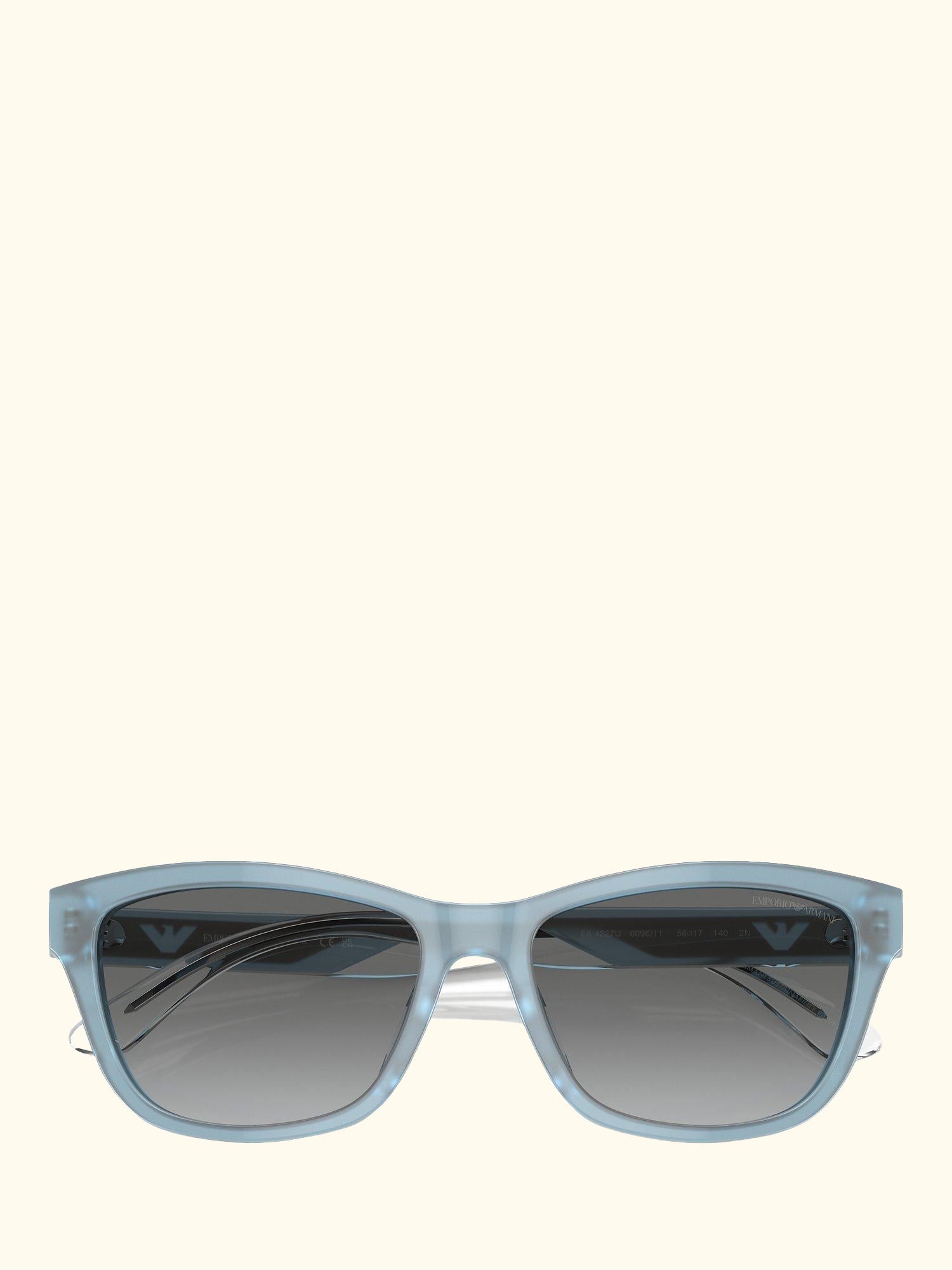 EA4227U Women's Rectangular Sunglasses, Opaline Azure/ Grey Gradient