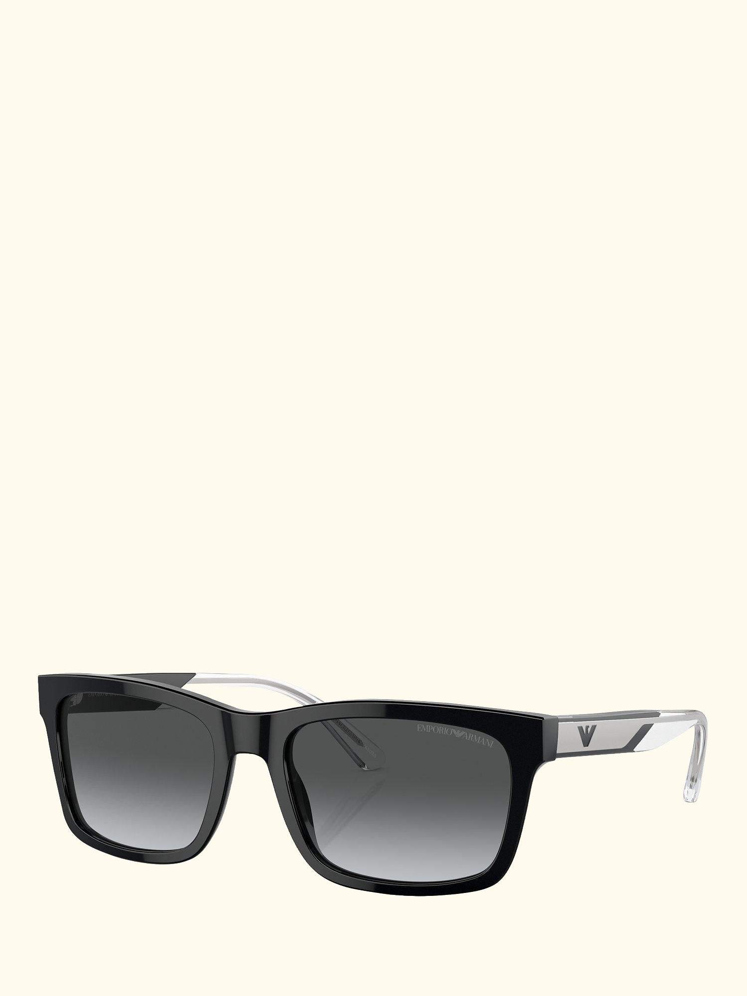 0EA4224 Men's Polarised Rectangular Sunglasses, Black