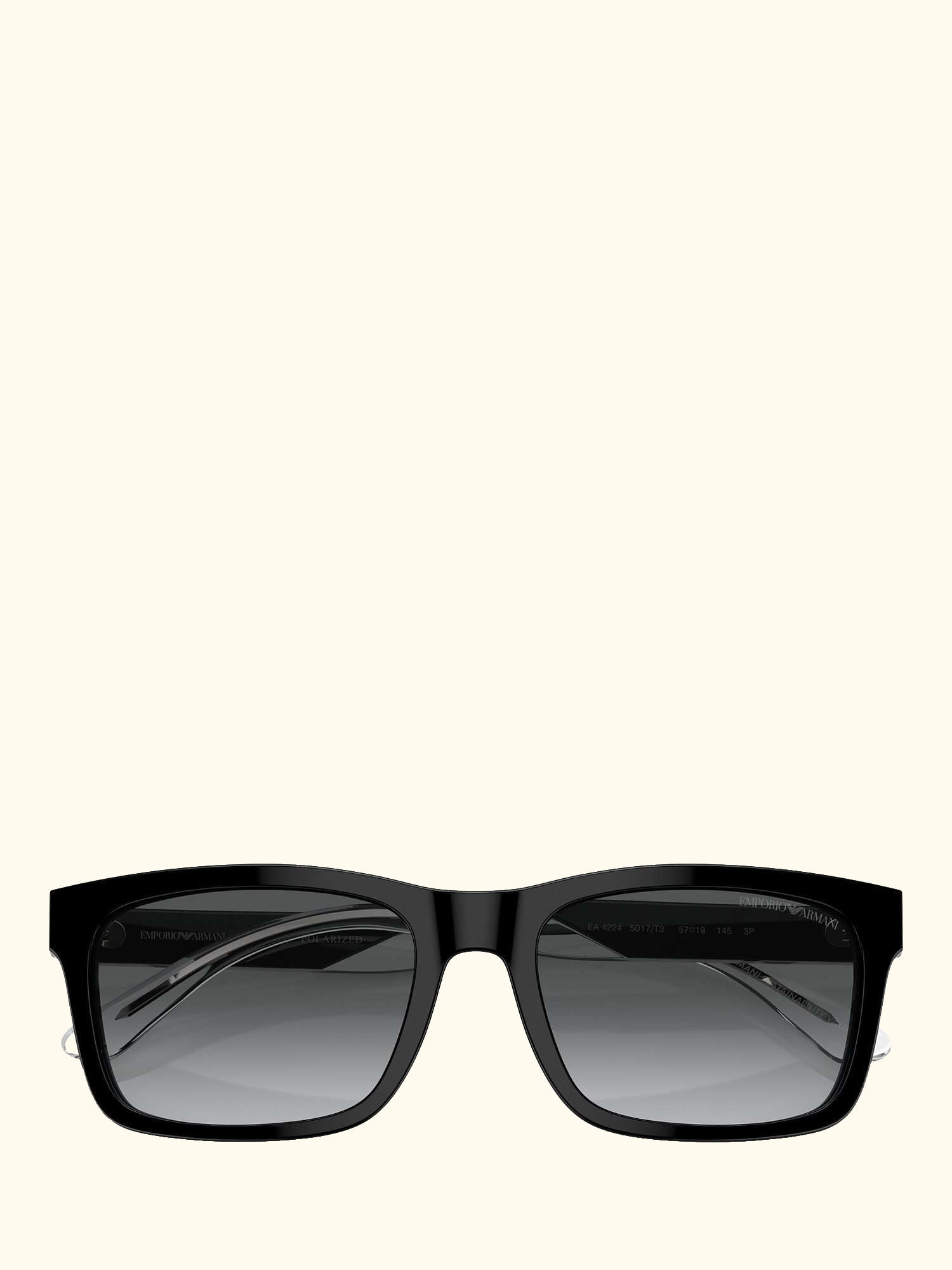 0EA4224 Men's Polarised Rectangular Sunglasses, Black