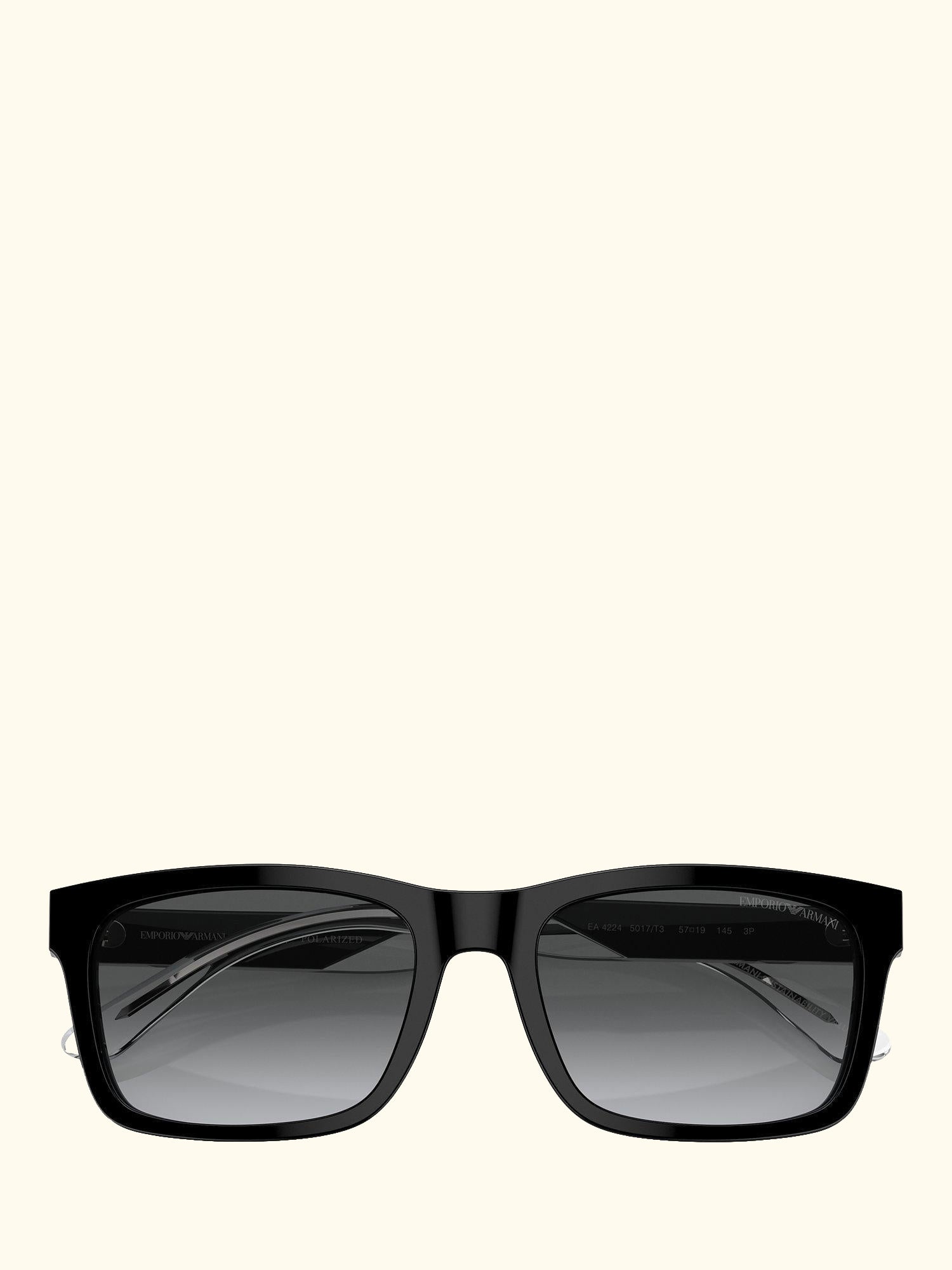 0EA4224 Men's Polarised Rectangular Sunglasses, Black