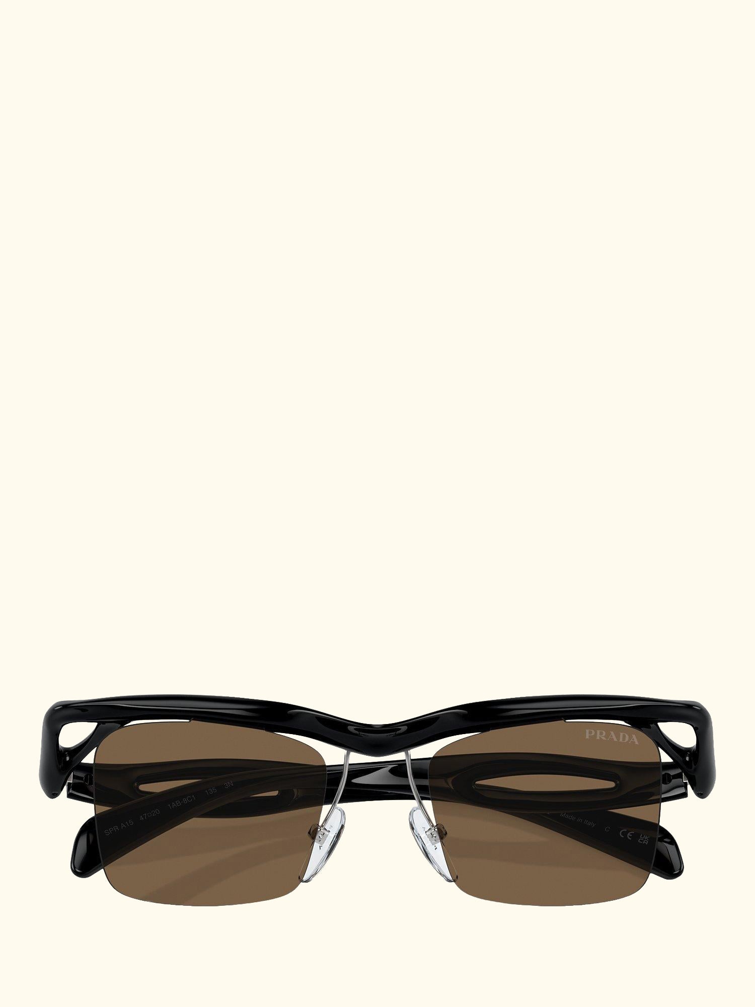 PR A15S Men's Rectangular Sunglasses, Black