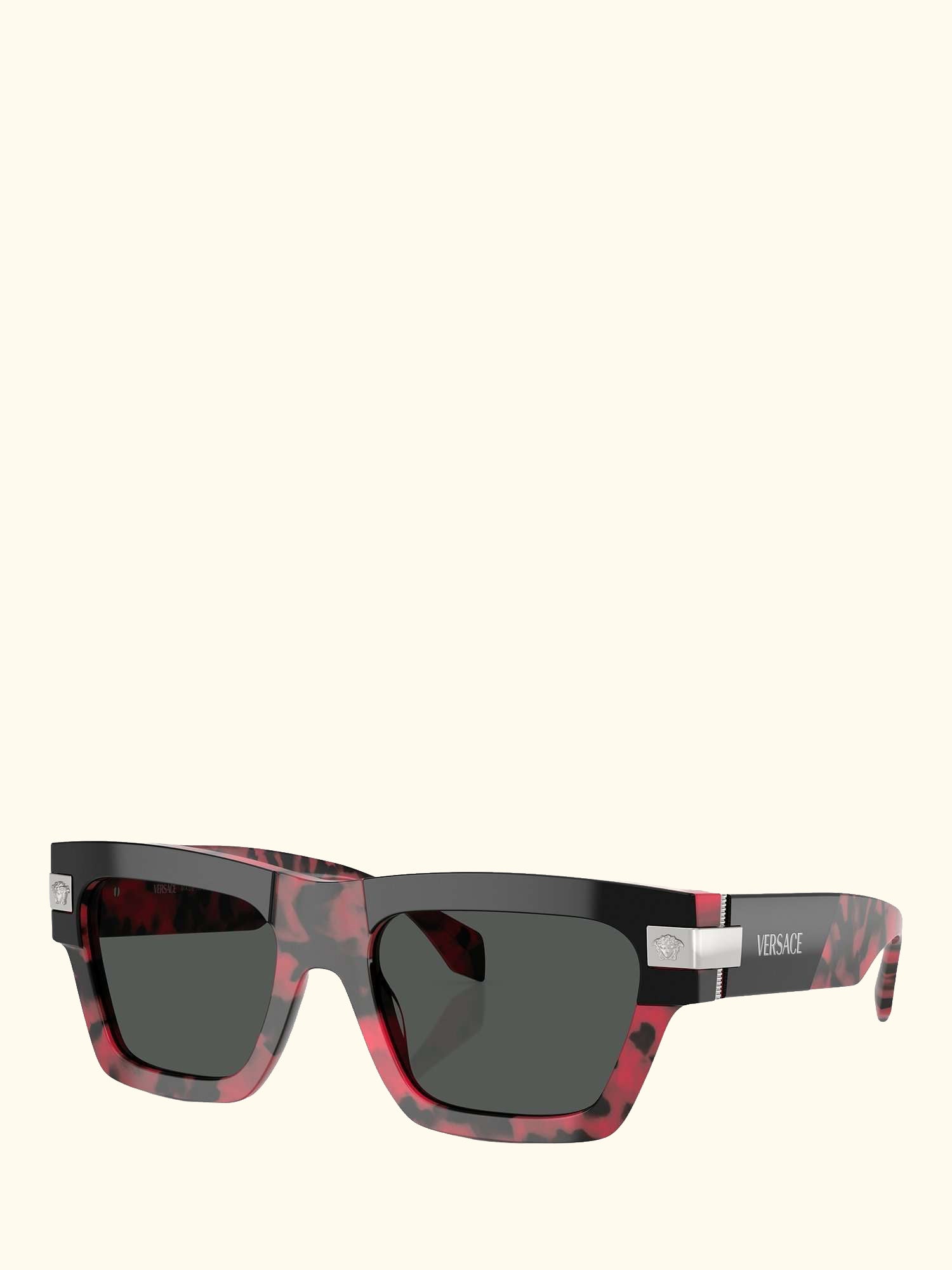 VE4464 Men's D-Frame Sunglasses, Black on Red Havana/Grey