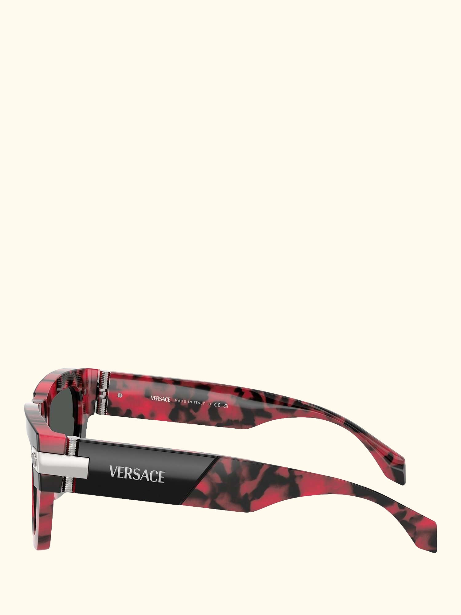 VE4464 Men's D-Frame Sunglasses, Black on Red Havana/Grey