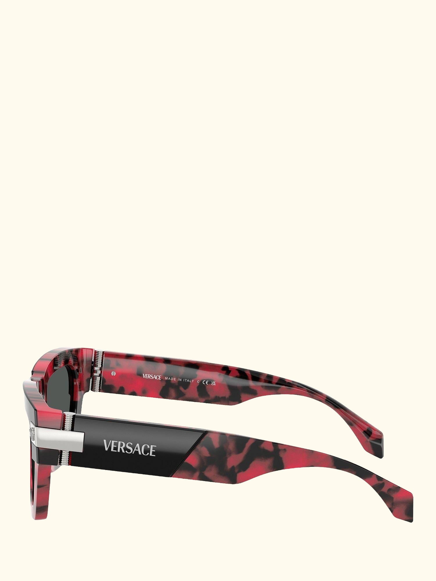 VE4464 Men's D-Frame Sunglasses, Black on Red Havana/Grey