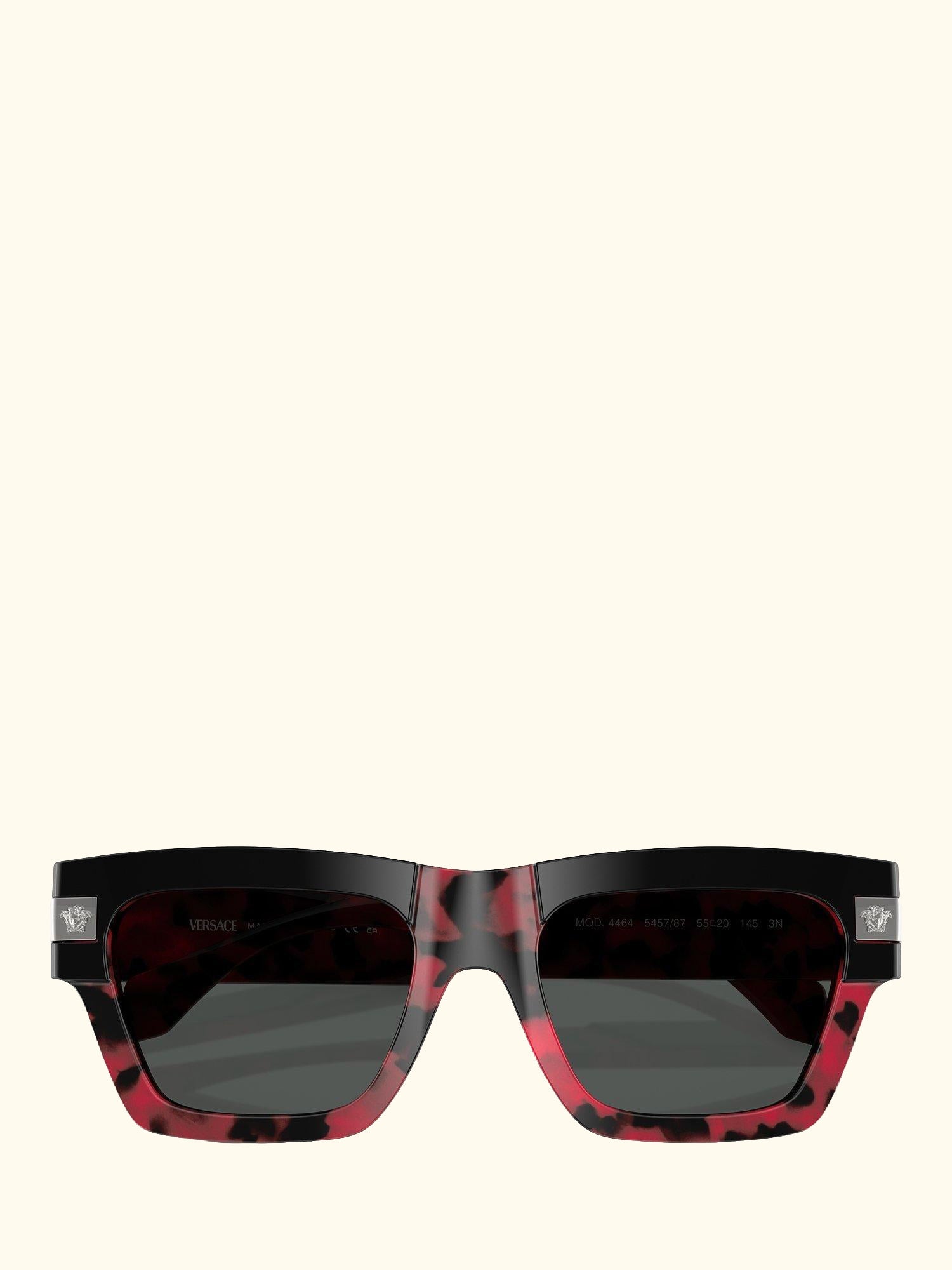 VE4464 Men's D-Frame Sunglasses, Black on Red Havana/Grey
