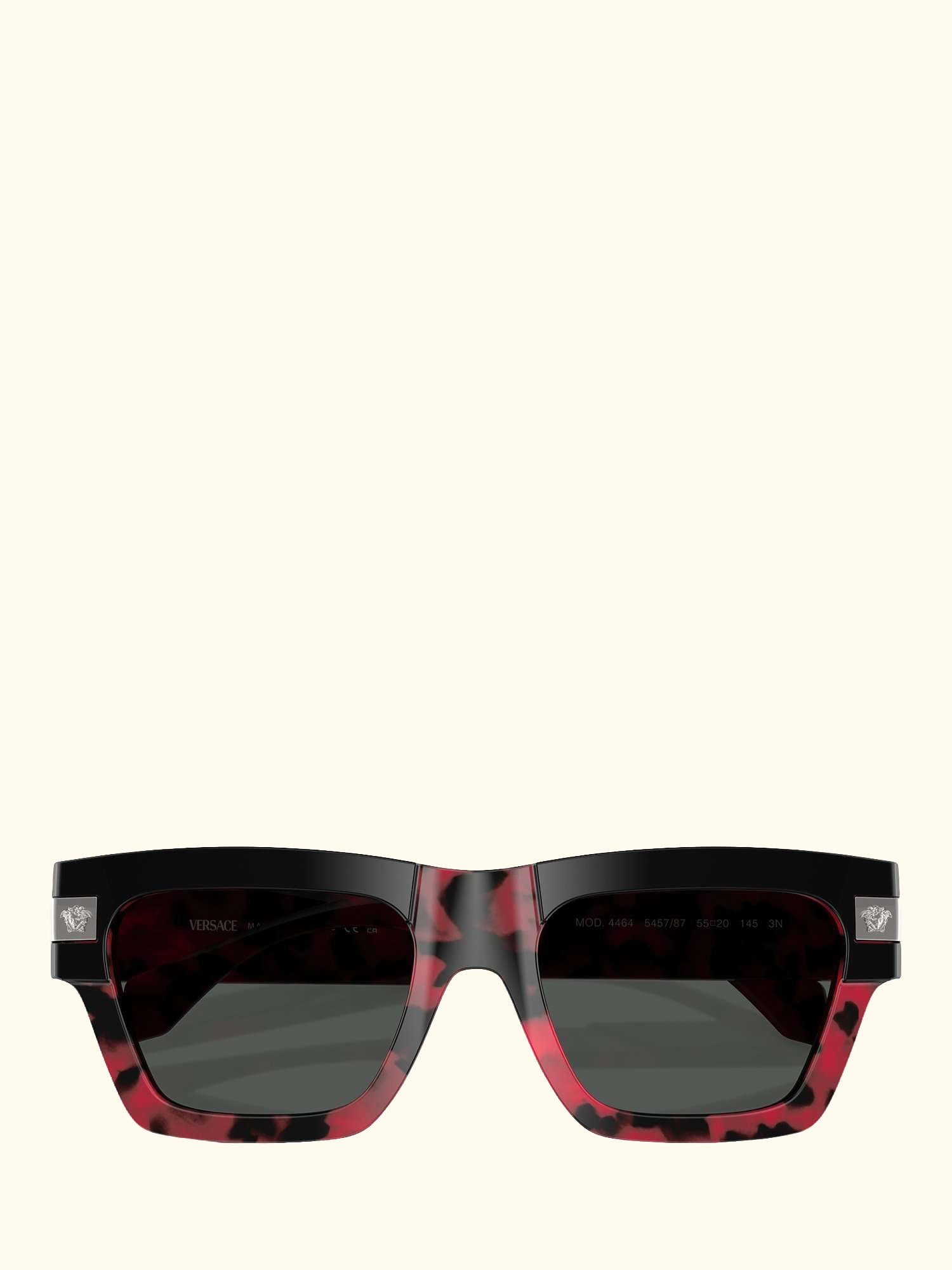 VE4464 Men's D-Frame Sunglasses, Black on Red Havana/Grey