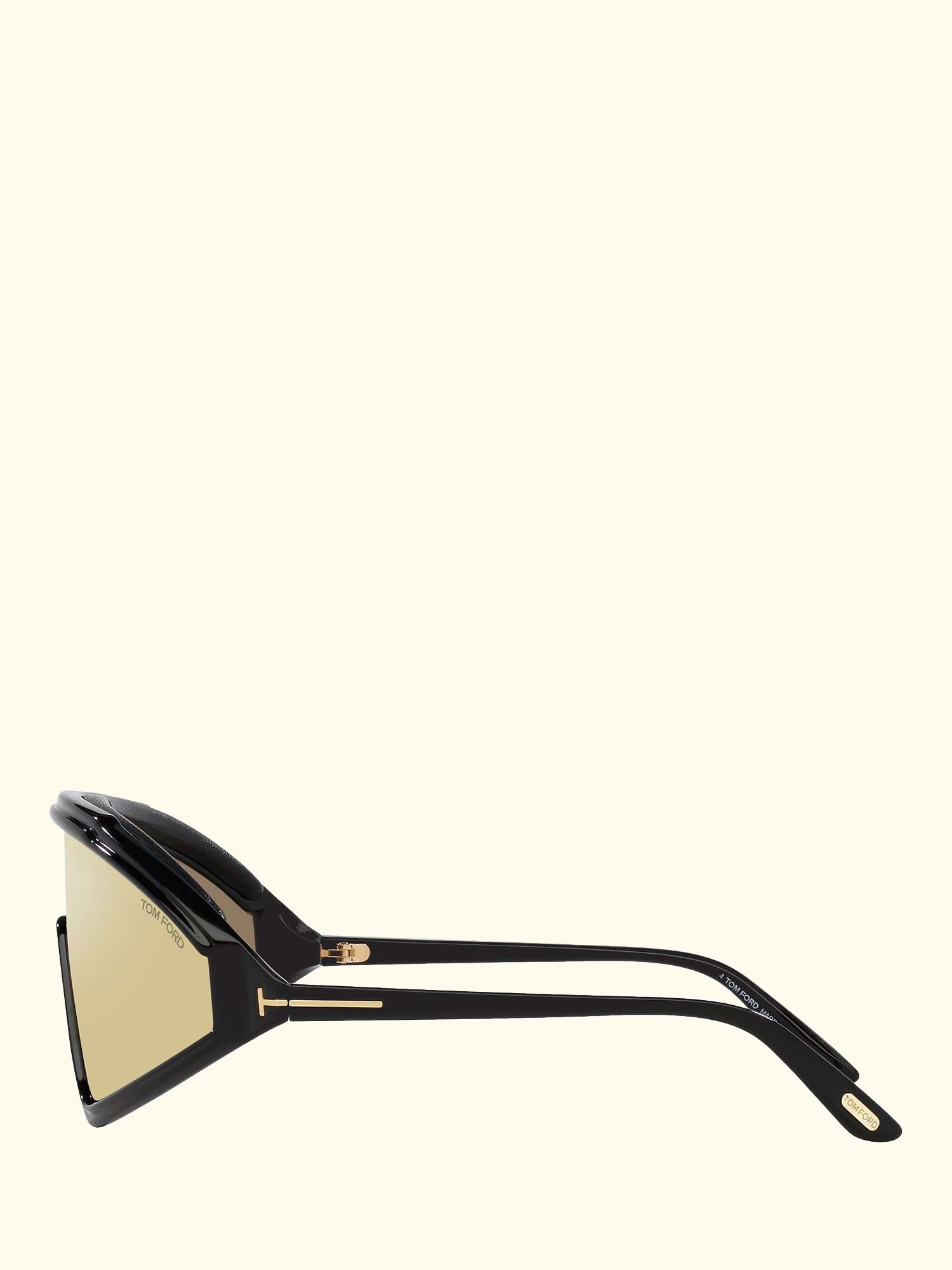TR001794 Men's Wrap Sunglasses, Shiny Black/Mirror Yellow
