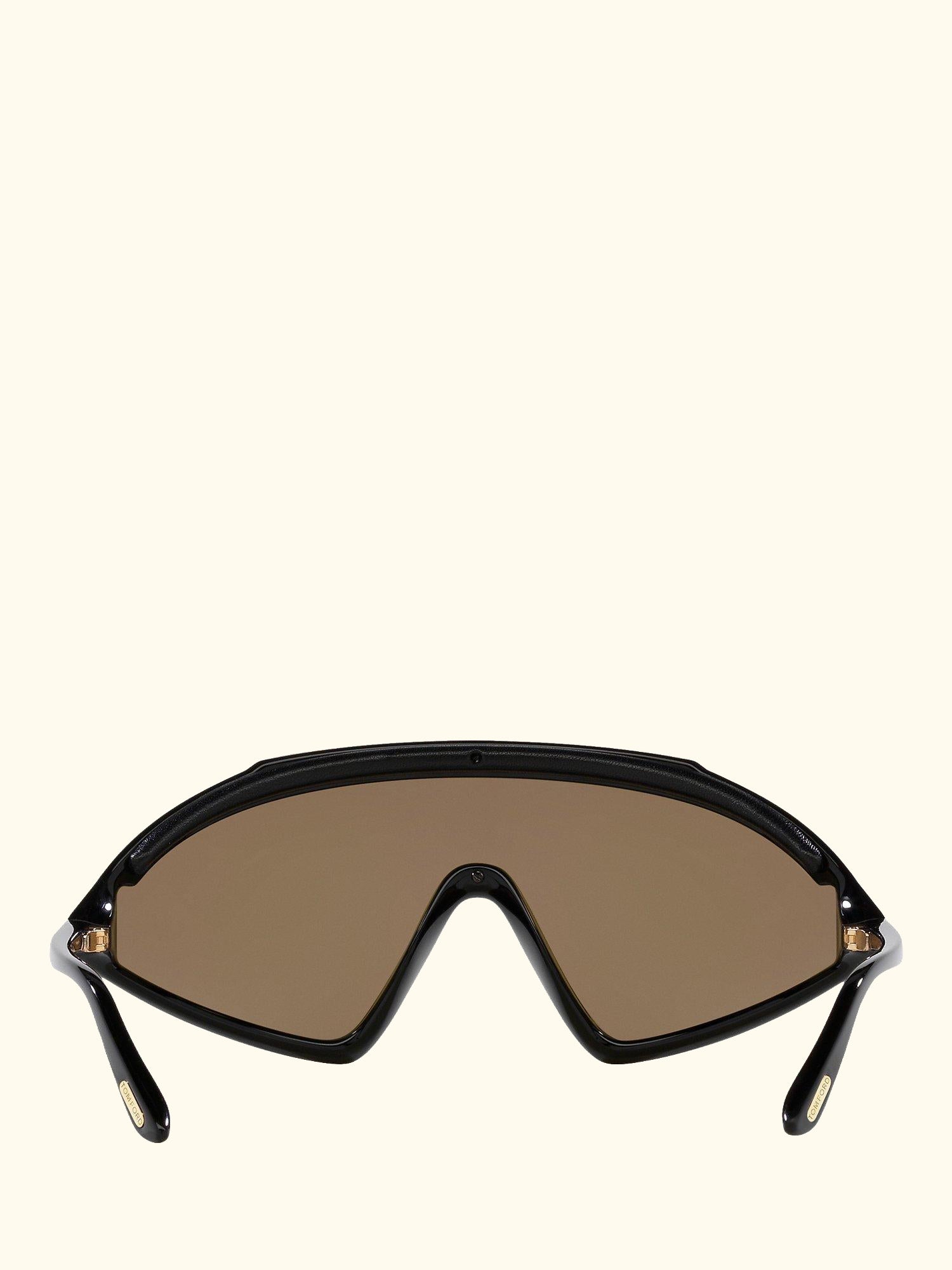 TR001794 Men's Wrap Sunglasses, Shiny Black/Mirror Yellow