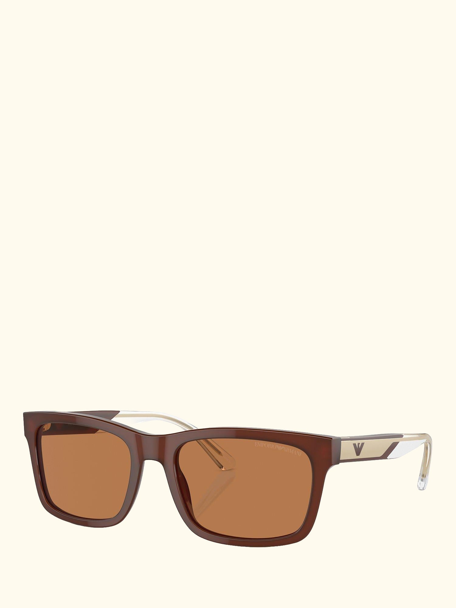 EA4224 Men's Rectangular Sunglasses, Shiny Opaline/Brown