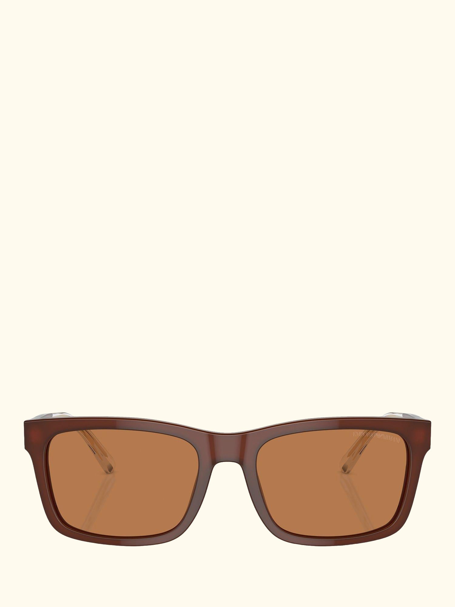 EA4224 Men's Rectangular Sunglasses, Shiny Opaline/Brown