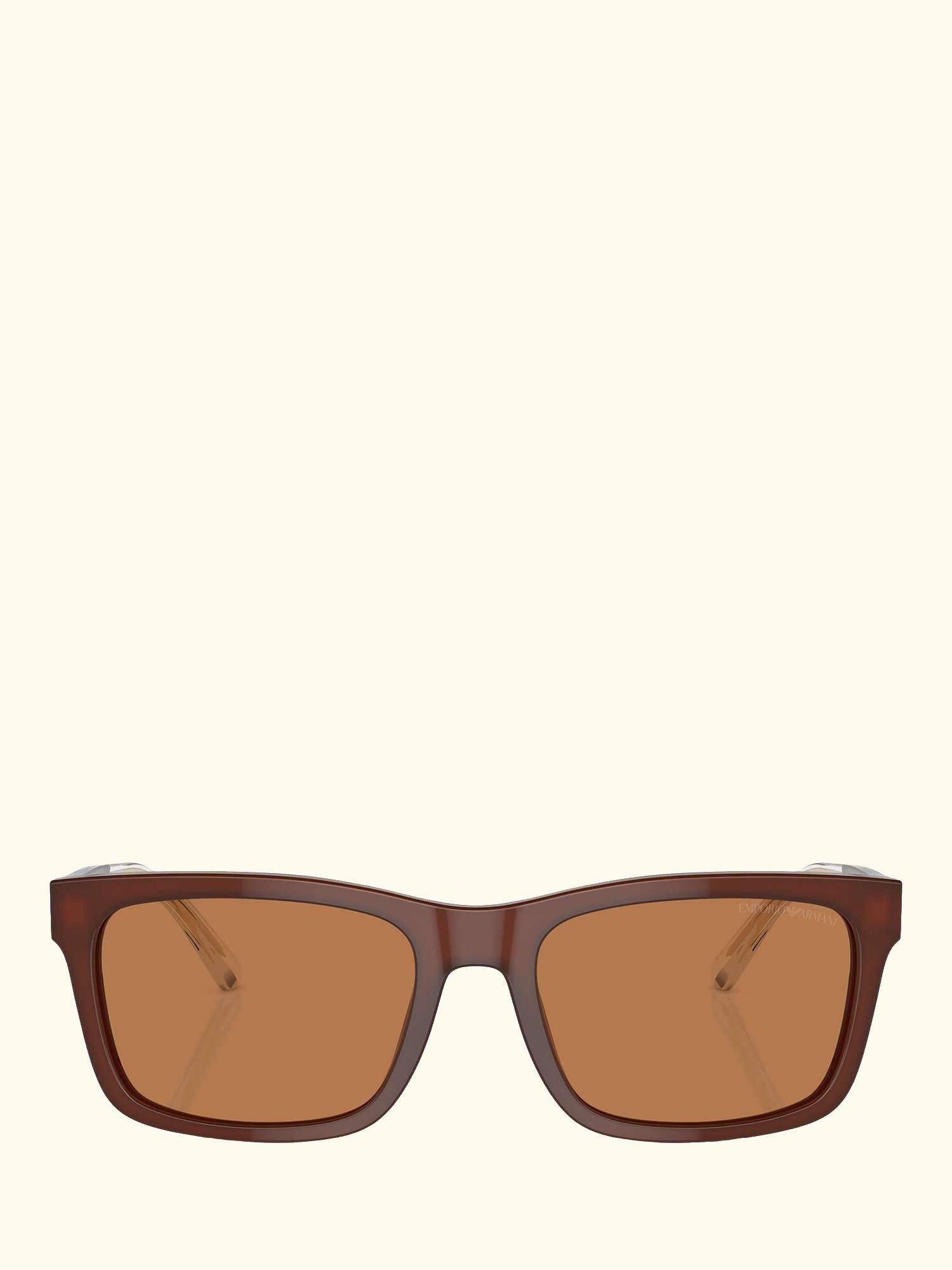 EA4224 Men's Rectangular Sunglasses, Shiny Opaline/Brown
