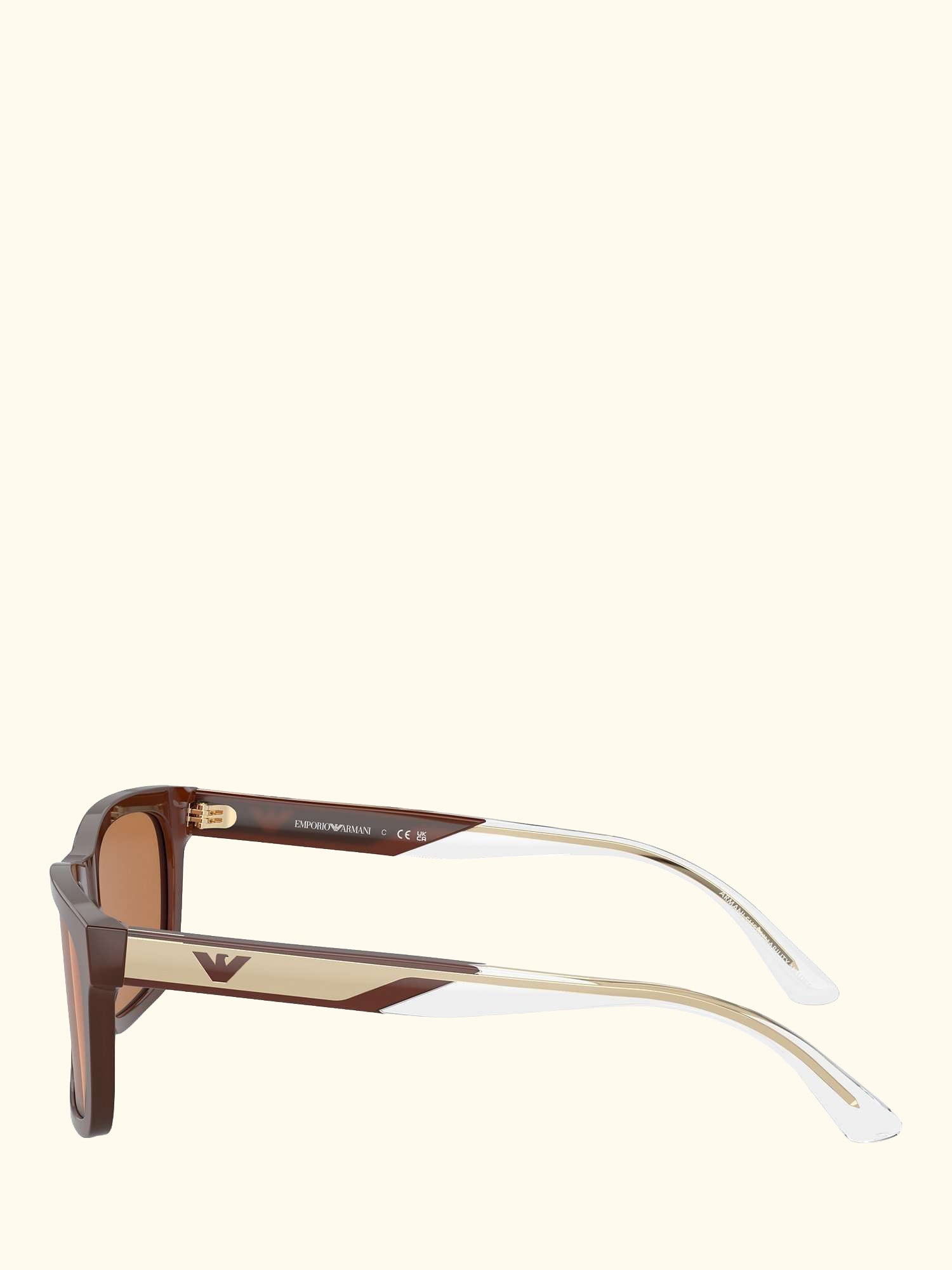 EA4224 Men's Rectangular Sunglasses, Shiny Opaline/Brown