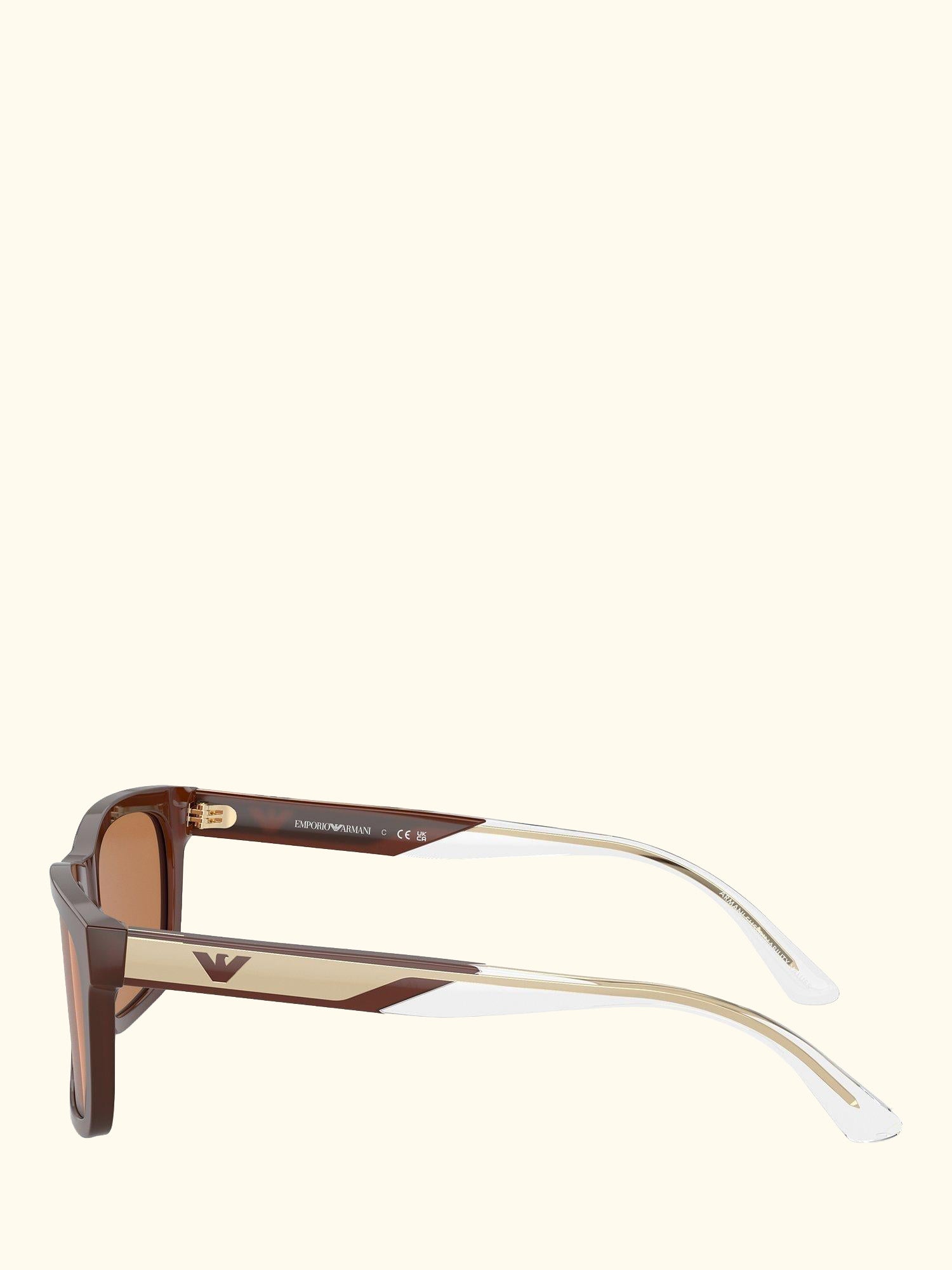 EA4224 Men's Rectangular Sunglasses, Shiny Opaline/Brown