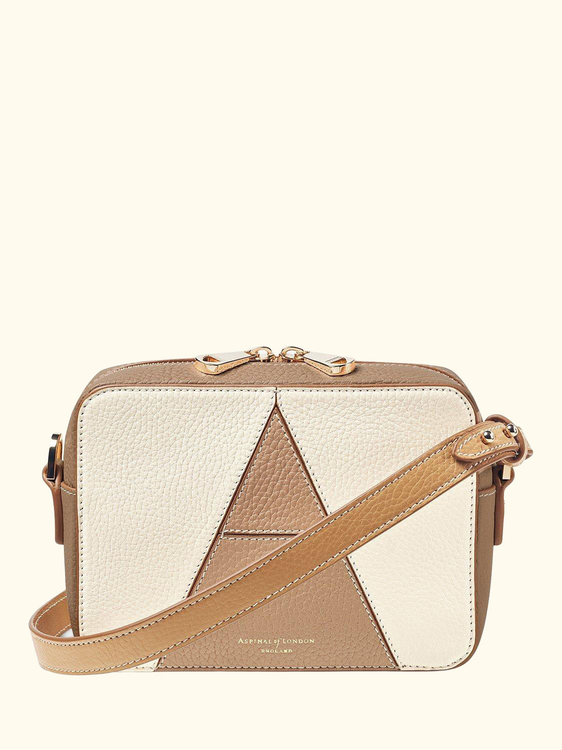 Pebble Leather Camera A Cross Body Bag, Cream/Taupe
