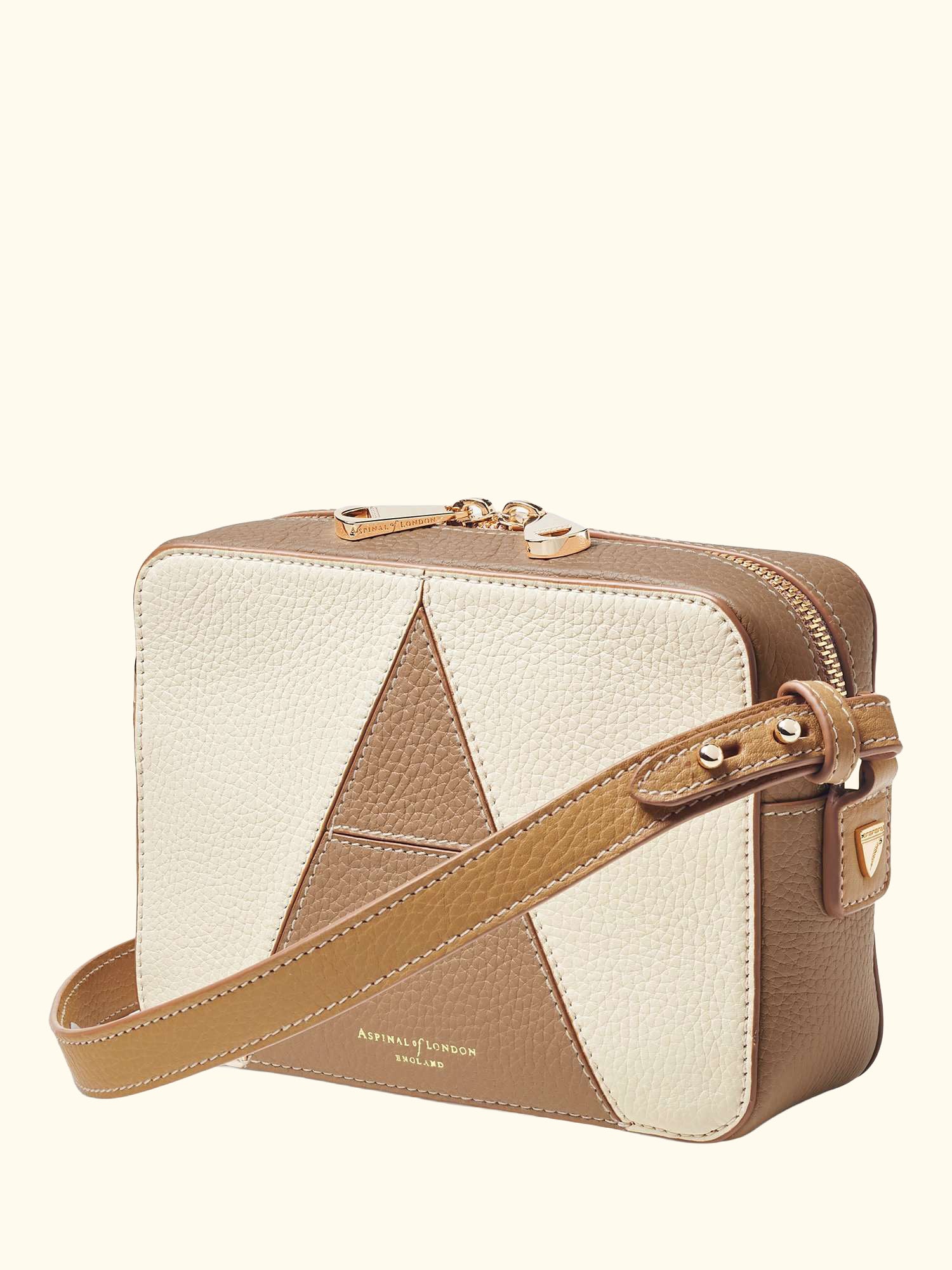 Pebble Leather Camera A Cross Body Bag, Cream/Taupe
