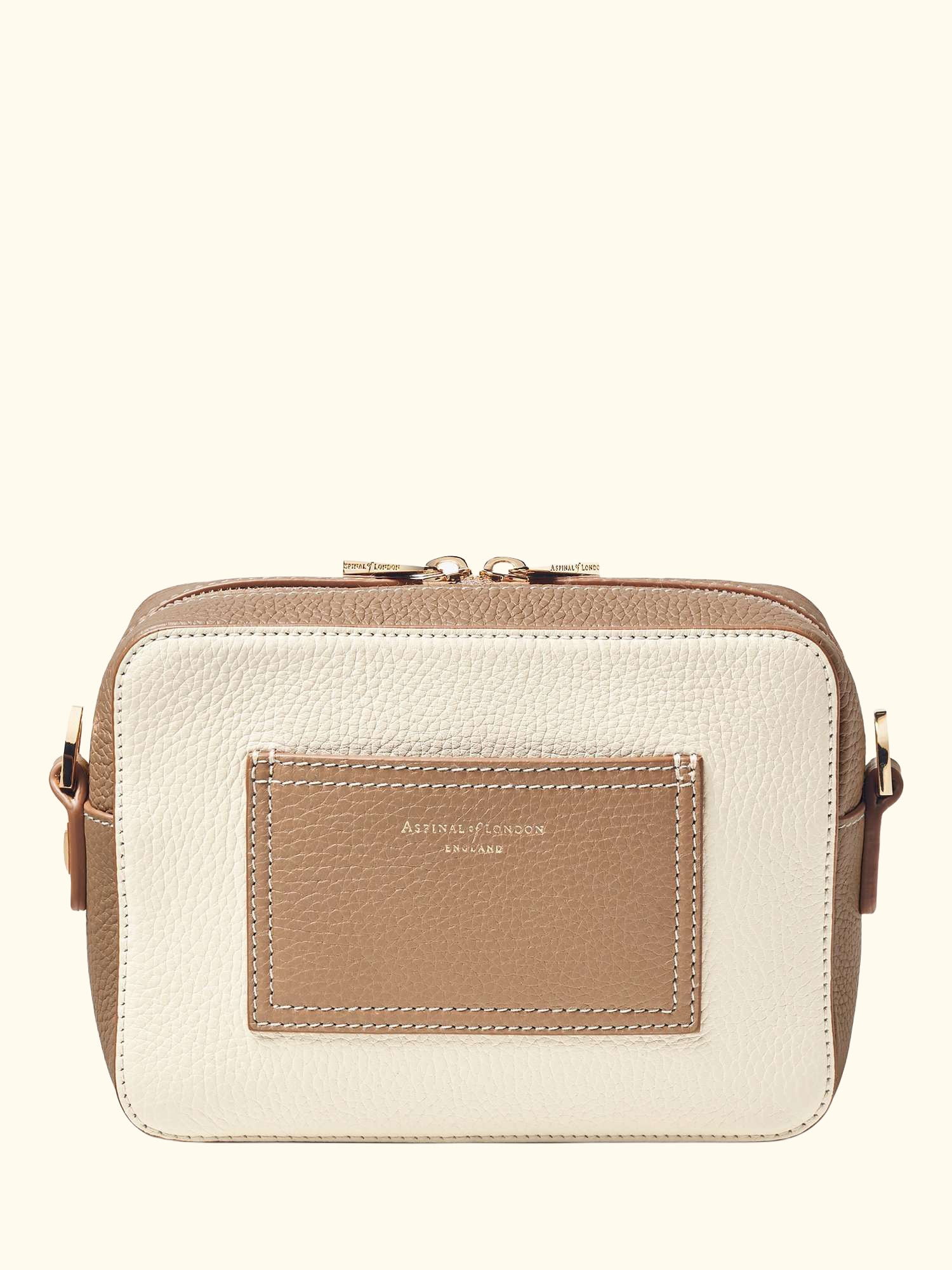 Pebble Leather Camera A Cross Body Bag, Cream/Taupe
