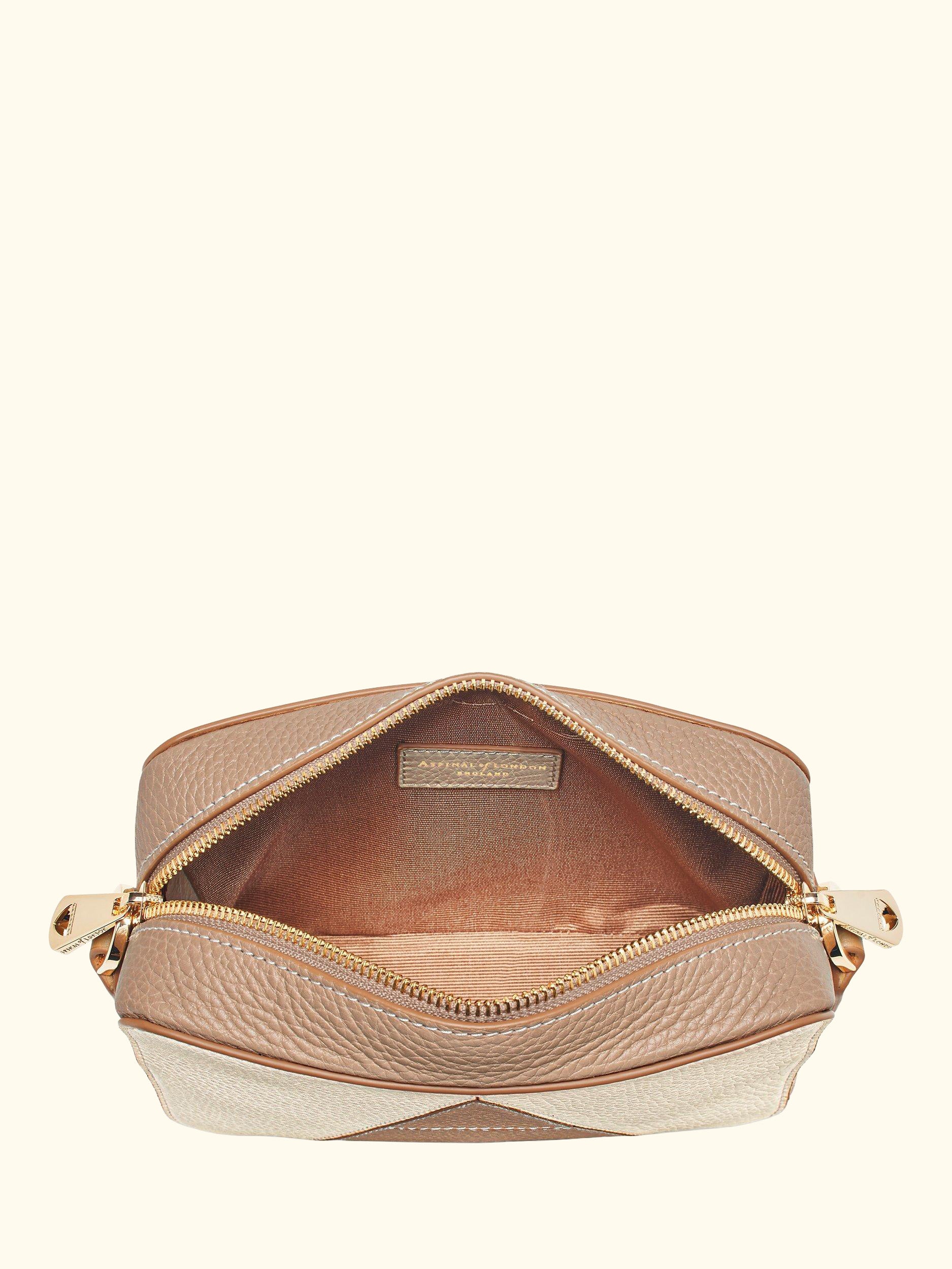 Pebble Leather Camera A Cross Body Bag, Cream/Taupe