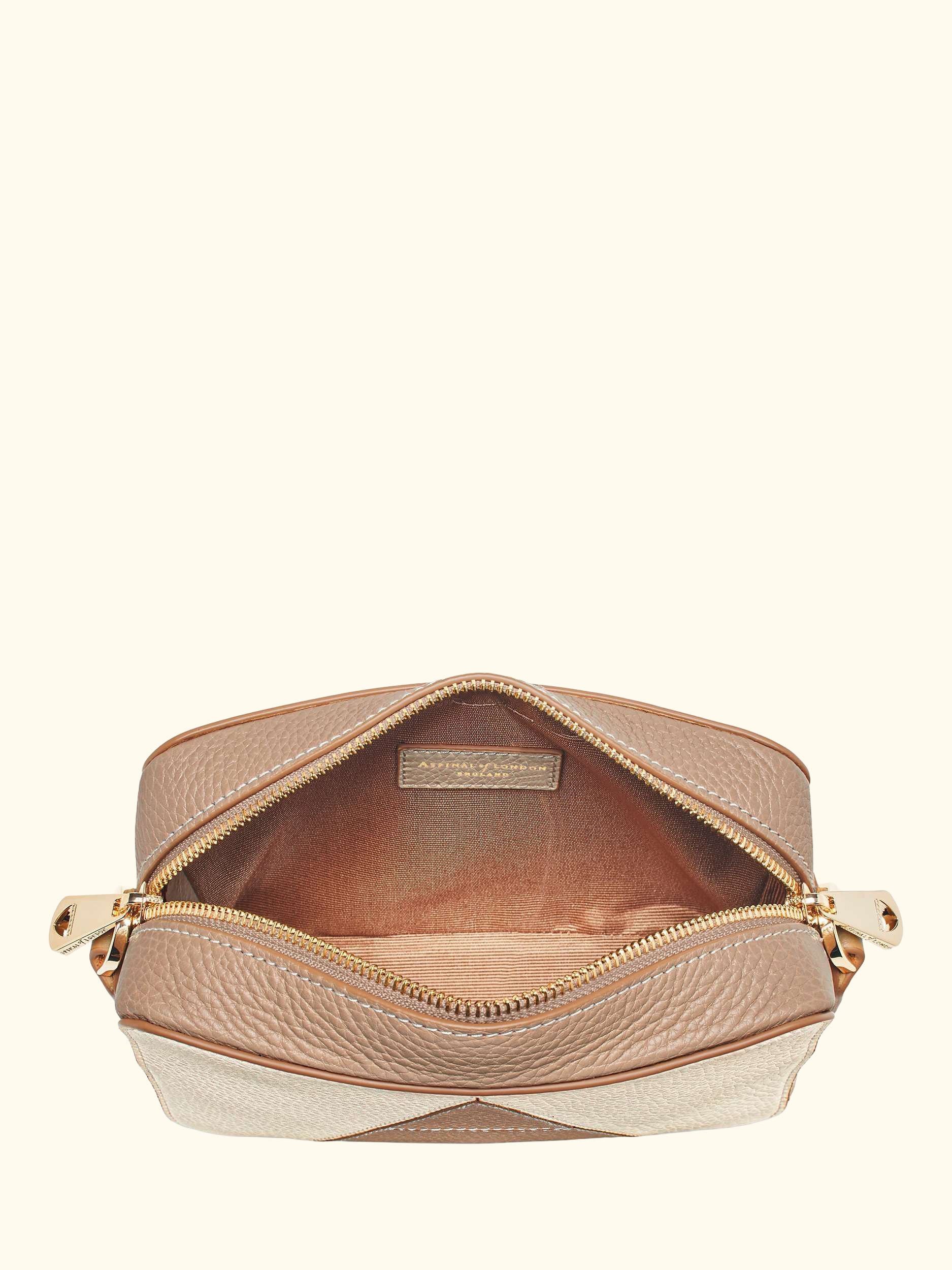 Pebble Leather Camera A Cross Body Bag, Cream/Taupe
