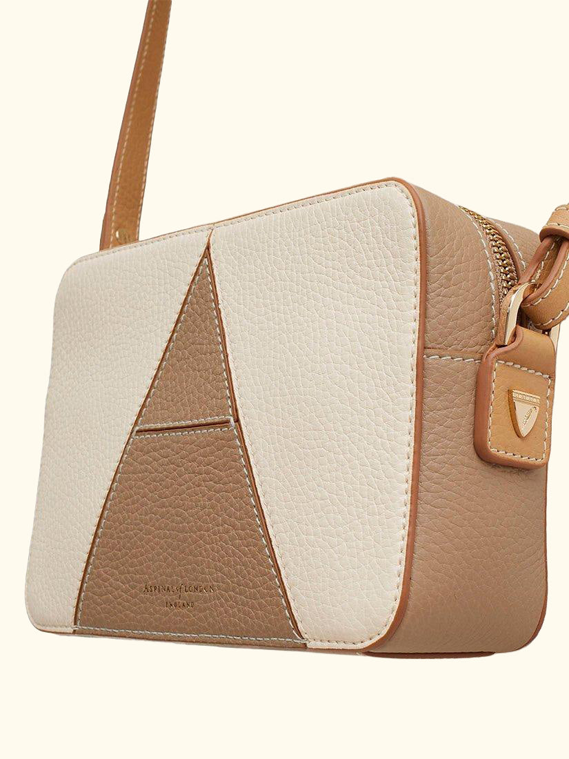Pebble Leather Camera A Cross Body Bag, Cream/Taupe