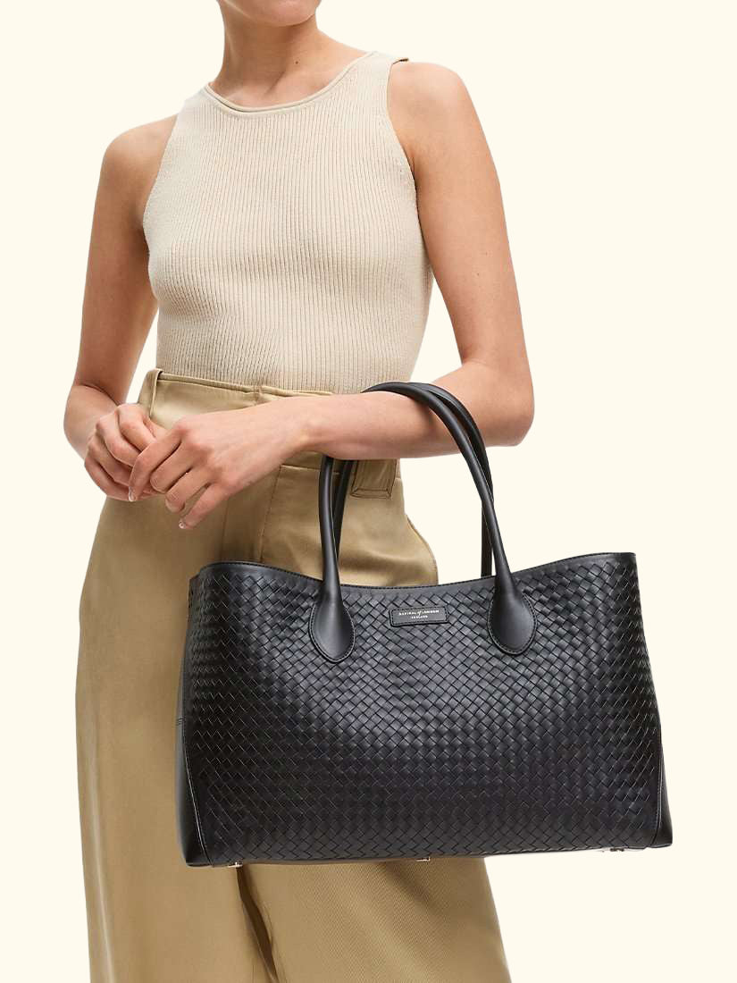 Slot Weave Leather London Tote Bag