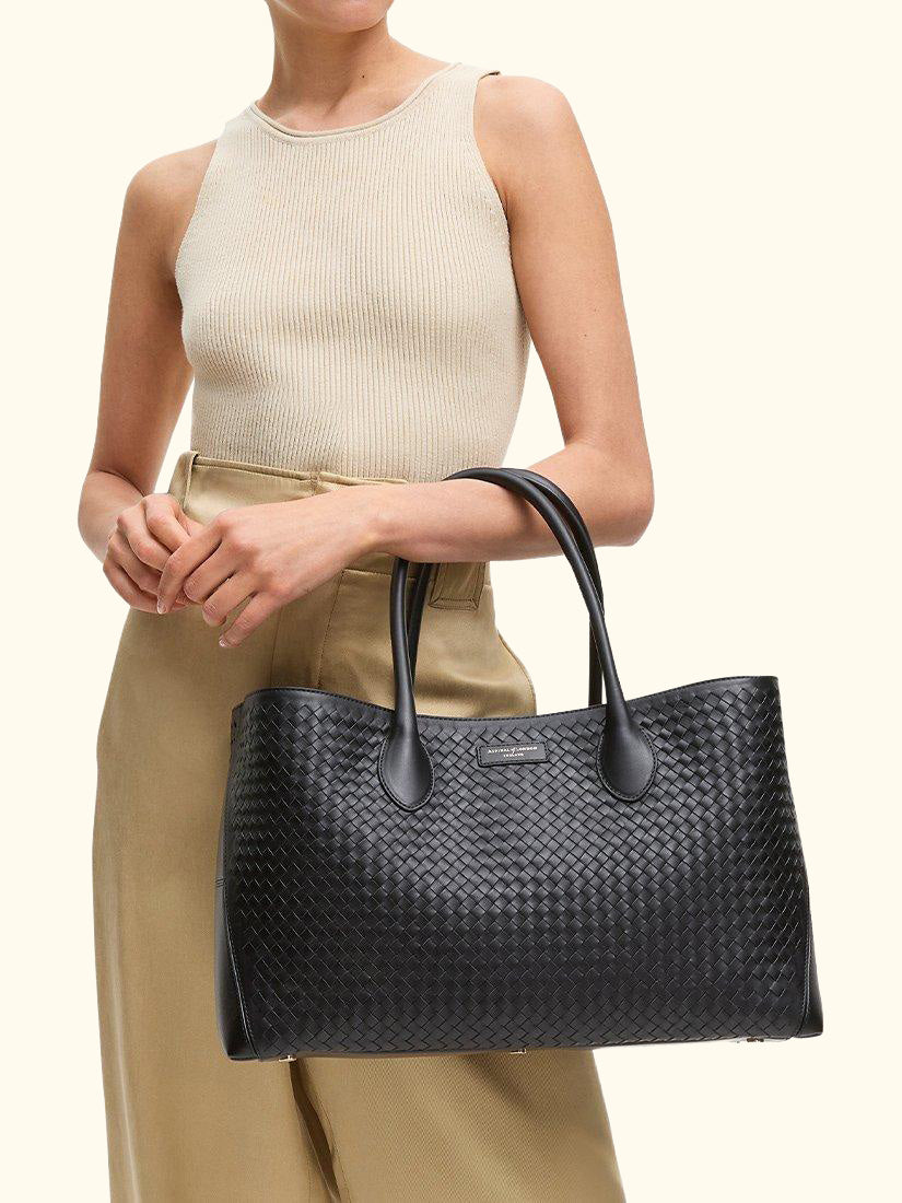 Slot Weave Leather London Tote Bag
