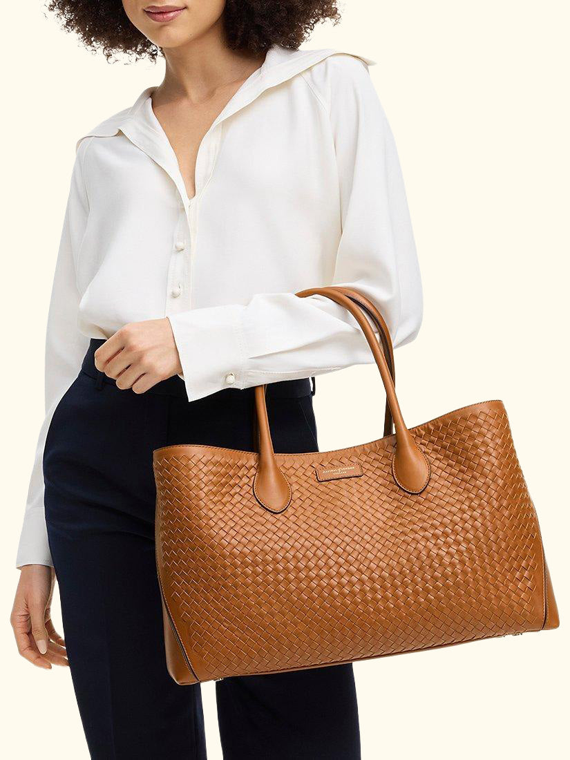 Slot Weave Leather London Tote Bag