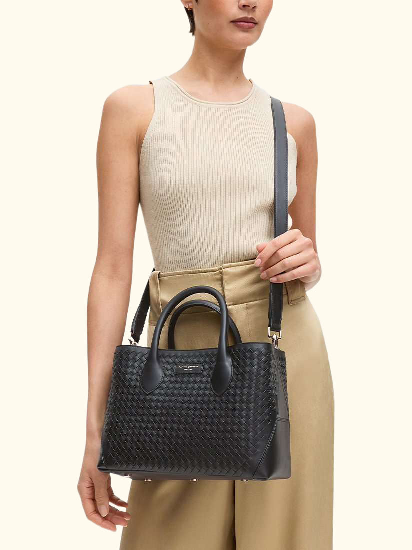 Slot Weave Leather London Midi Tote Bag