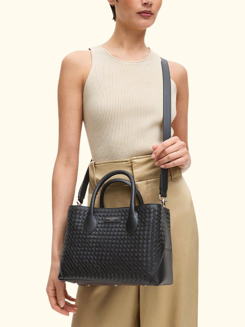 Slot Weave Leather London Midi Tote Bag