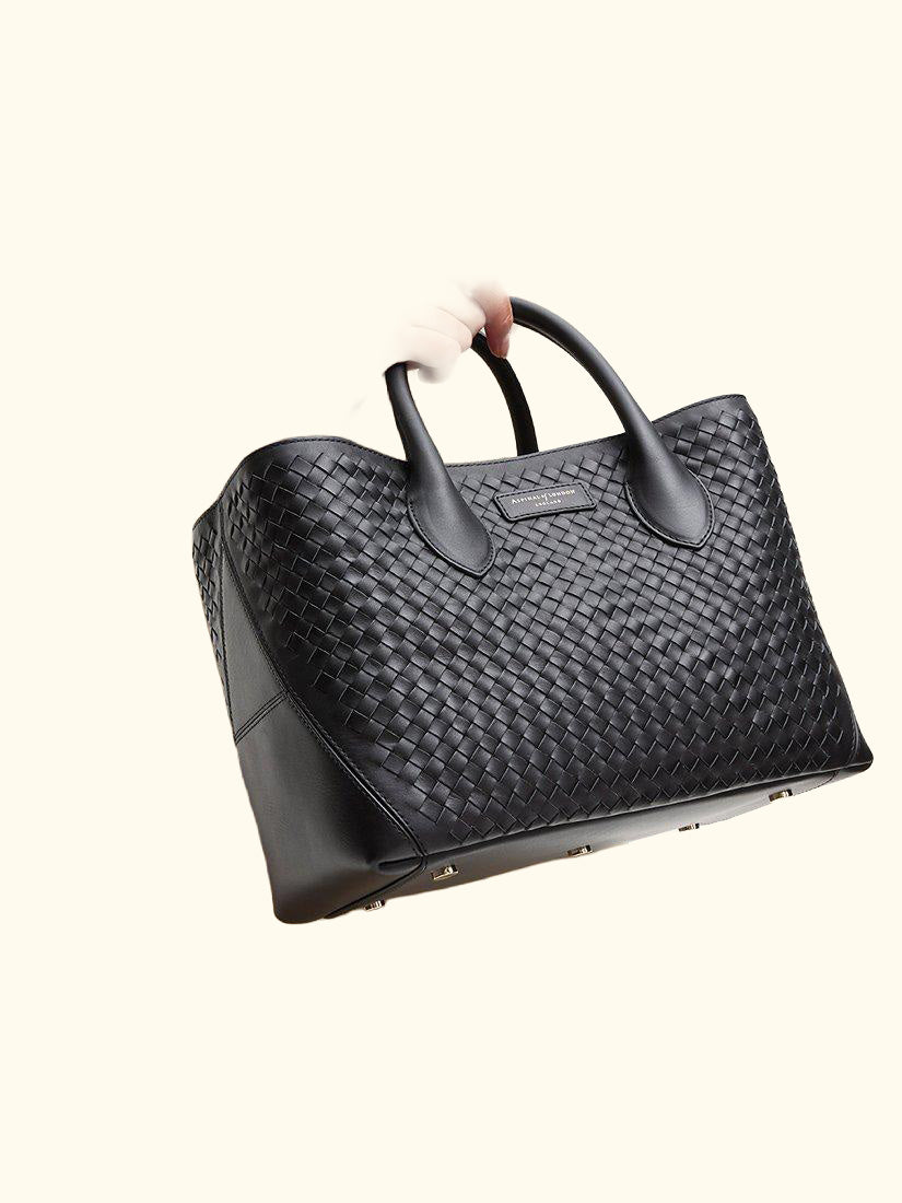 Slot Weave Leather London Midi Tote Bag