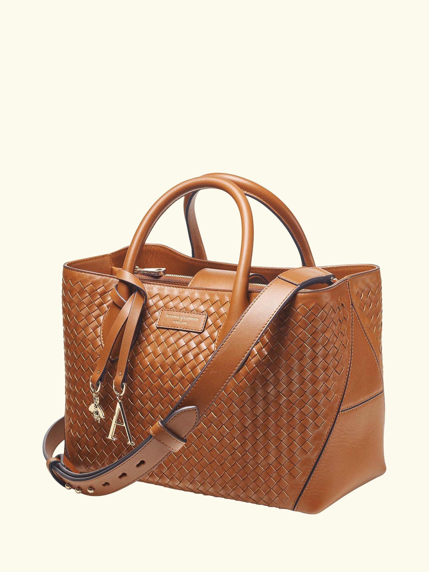 Slot Weave Leather London Midi Tote Bag