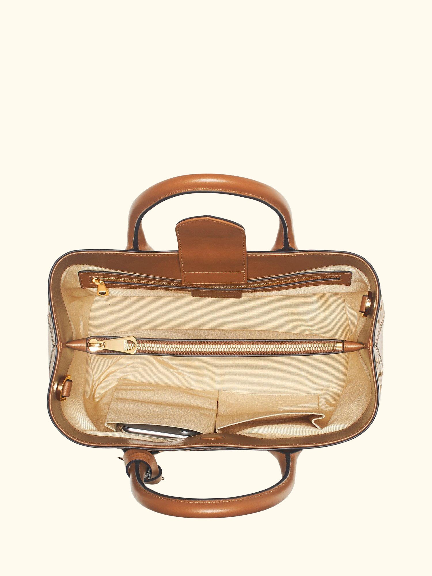 Slot Weave Leather London Midi Tote Bag