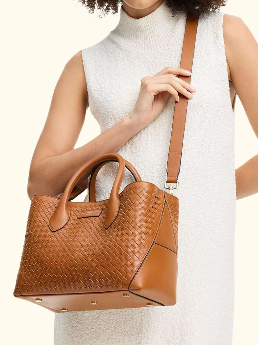 Slot Weave Leather London Midi Tote Bag