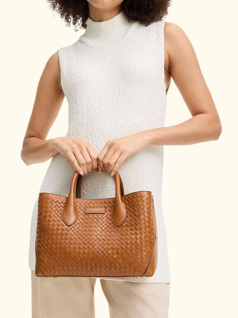Slot Weave Leather London Midi Tote Bag