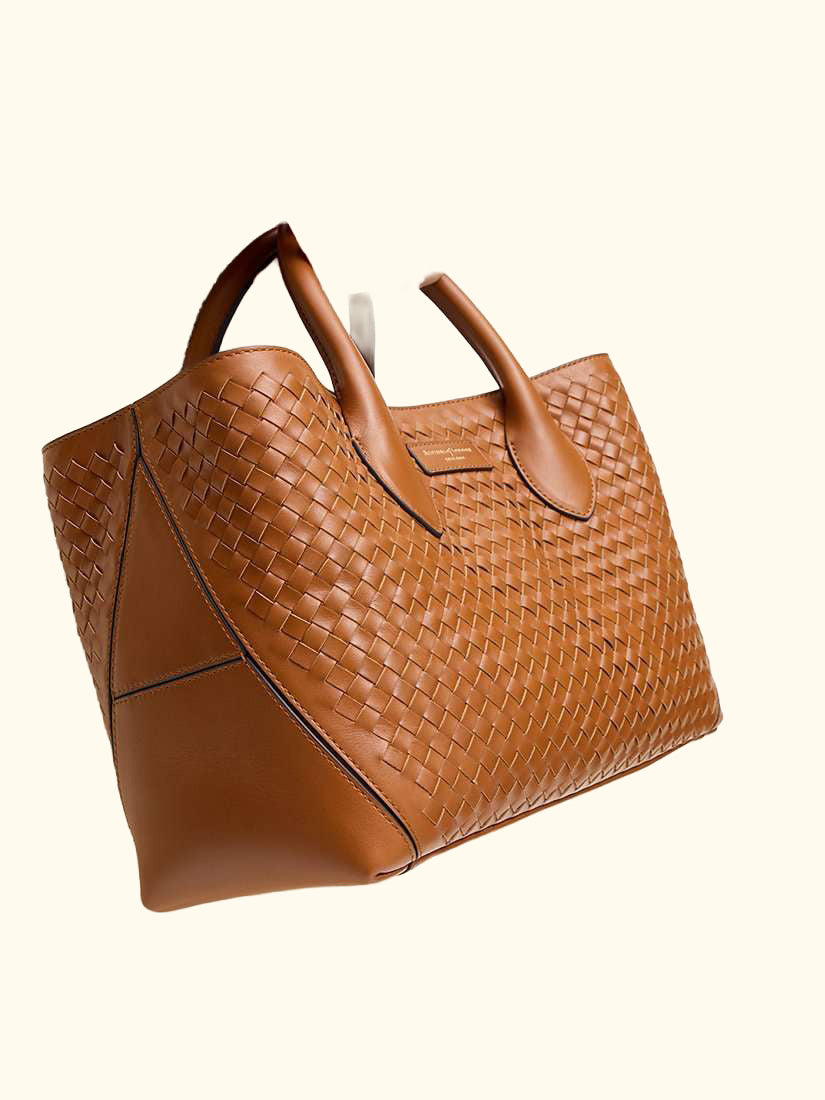 Slot Weave Leather London Midi Tote Bag