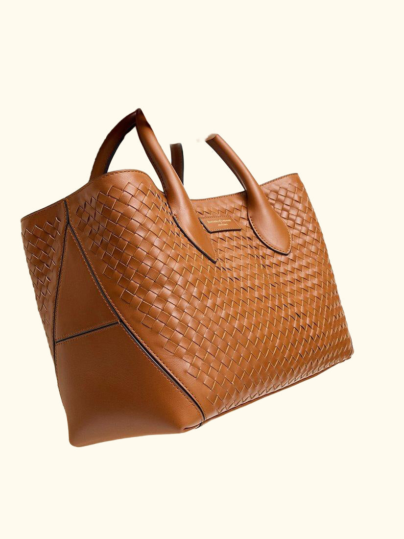 Slot Weave Leather London Midi Tote Bag